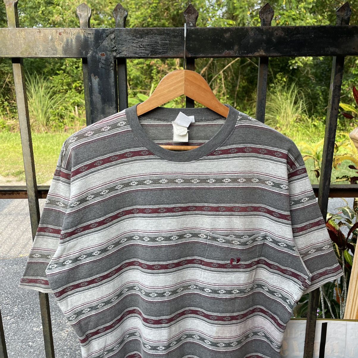 Hang Ten 🔥Vintage 90s Hang Ten Striped Native Pocket Tee Size US XL / EU 56 / 4 - 3 Thumbnail