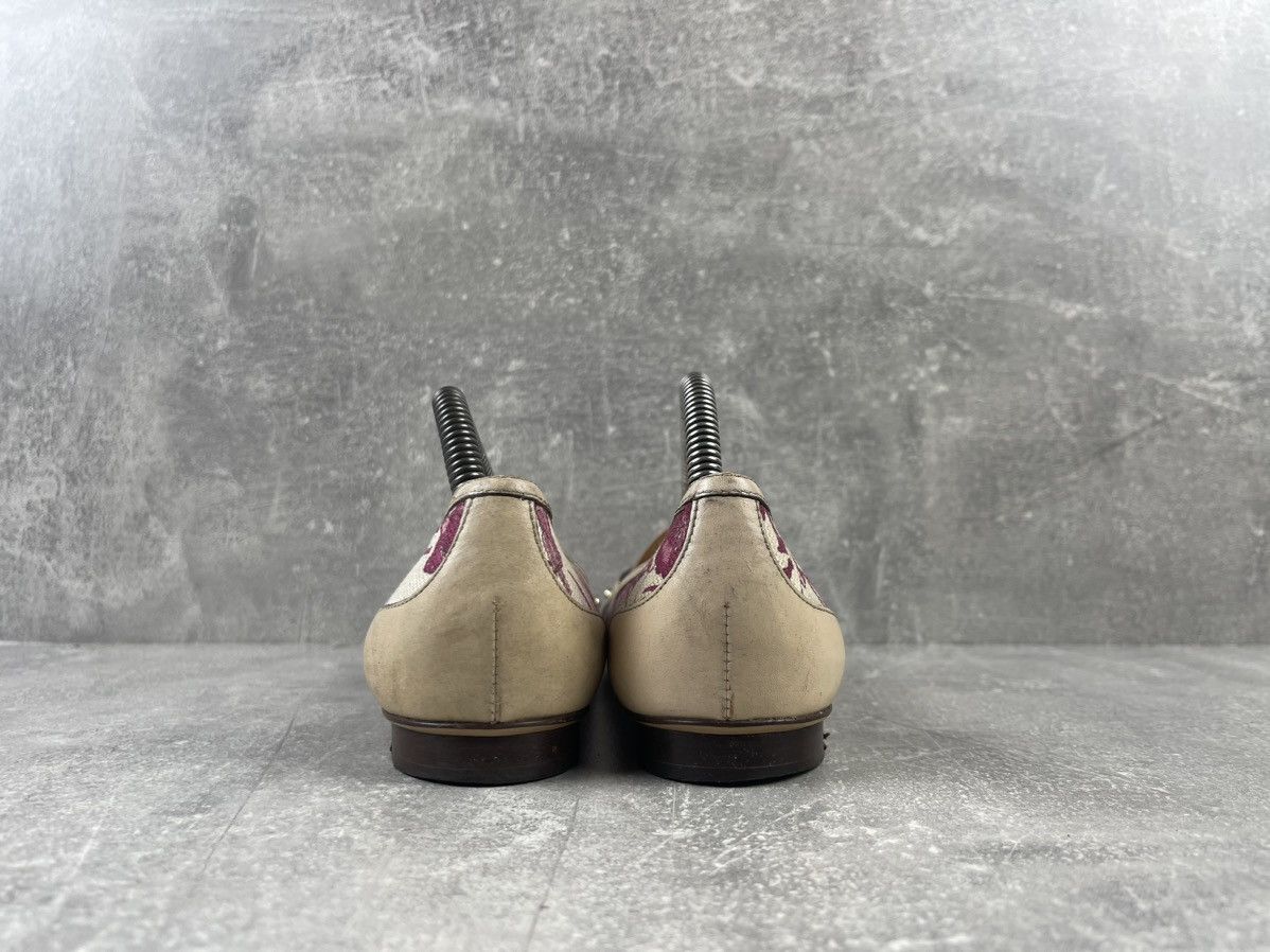 Gucci Gucci Bamboo Floral White/Pink Leather Cotton Flats Shoes Size US 6 / IT 36 - 6 Thumbnail