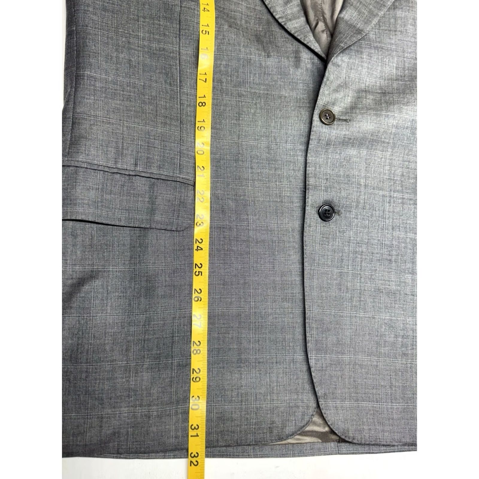 Canali Canali Gray Wool Window Pane Blazer Suit Jacket Men’s 46L Made in Italy - STAINS Size 42R - 7 Thumbnail