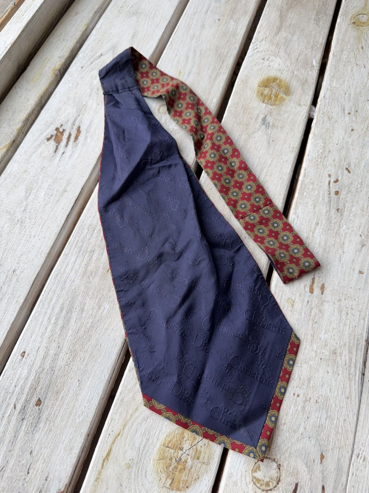 Christian Dior Monsieur × Designer Vintage Christian Dior Silk Tie Red Geometric Pattern Size ONE SIZE - 6 Thumbnail