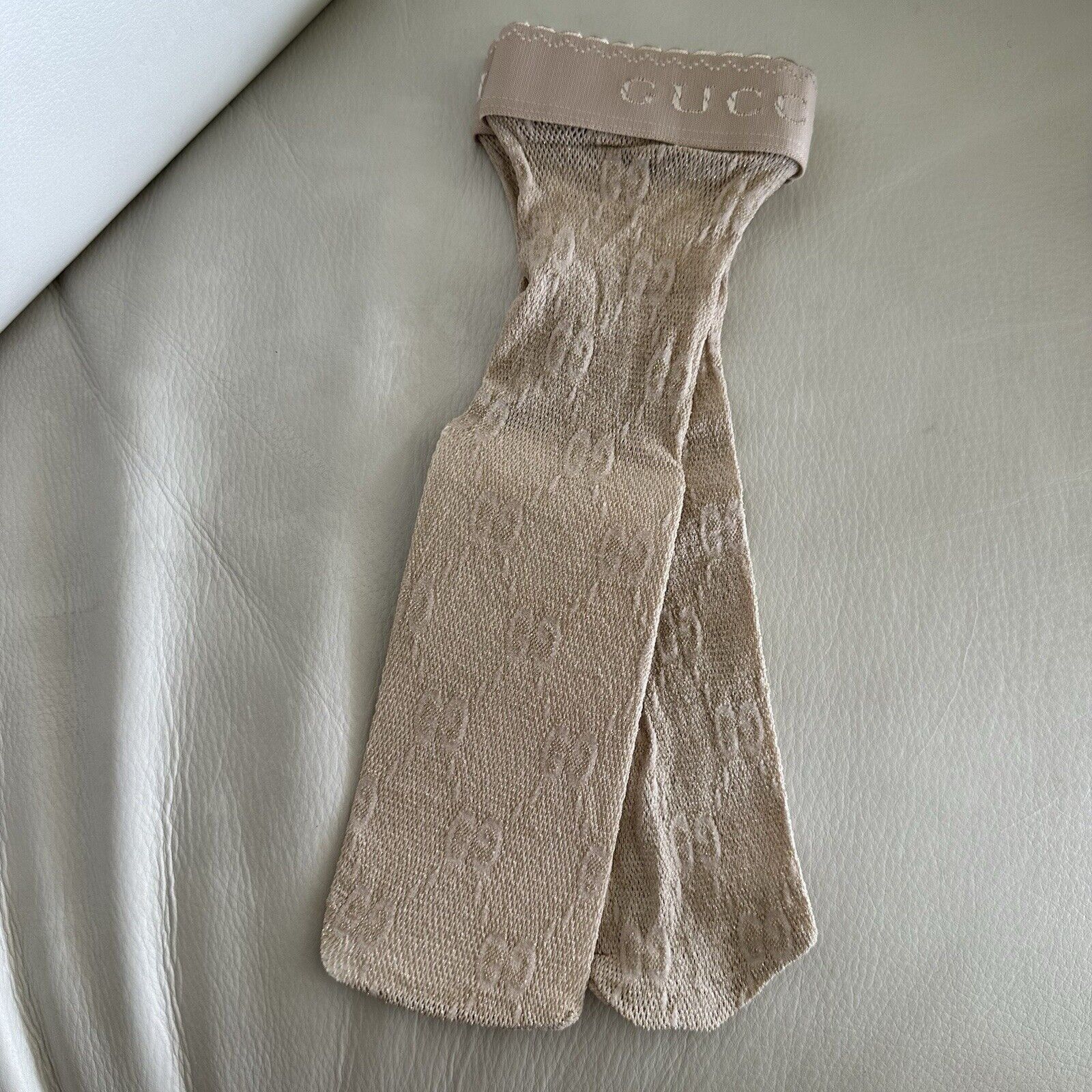 Gucci NEW GUCCI SOCKS BEIGE NUDE GG PRINT LUREX LACE SIZE M Size ONE SIZE - 2 Thumbnail
