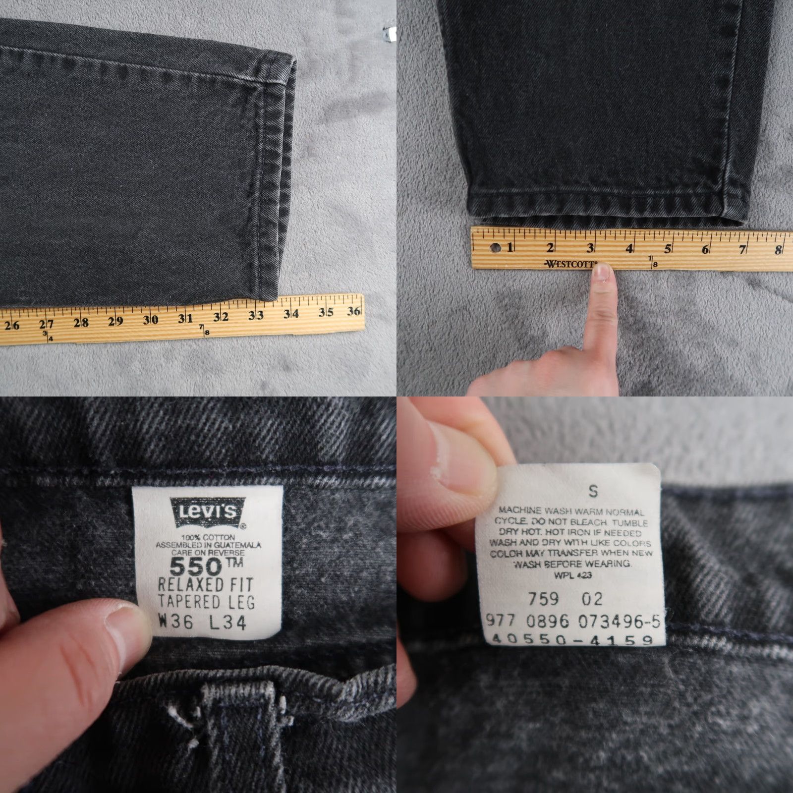 Levi's VINTAGE Levi's 550 Jeans 36 Adult Regular Black Levi's 550 90s USA Denim 5-Pocket Relaxed Orange Tab 36x34 (34x33.5) -Men- Vintage 90s Size US 36 / EU 52 - 8 Thumbnail