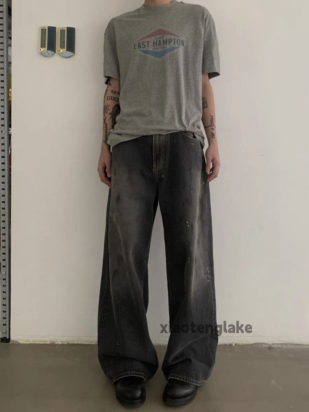 Jean × Vintage Washed faded utility unisex outdoor paint stain jeans Size US 30 / EU 46 - 2 Thumbnail