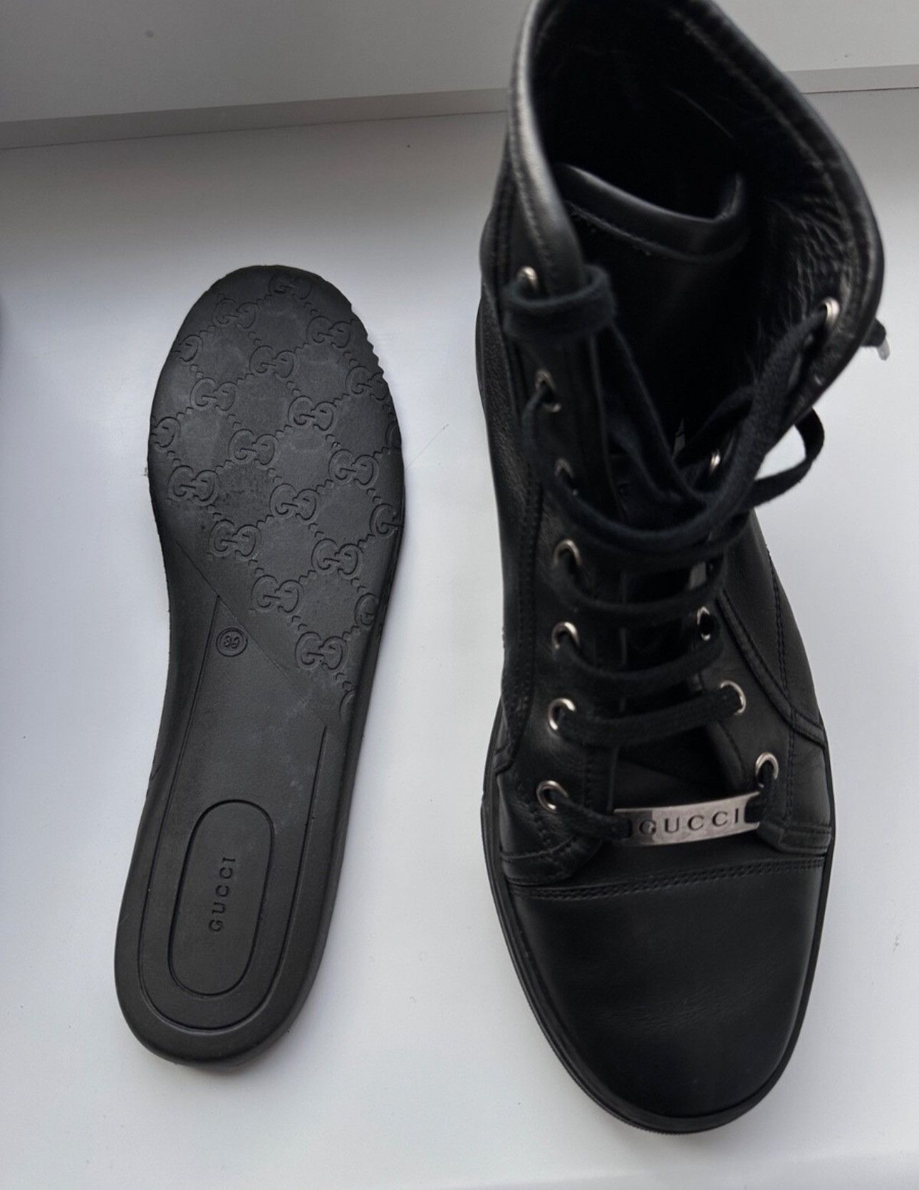 Gucci Gucci Men’s Black Leather Sneakers 423299 - Size 38 EU Rare Size US 6 / EU 39 - 10 Thumbnail