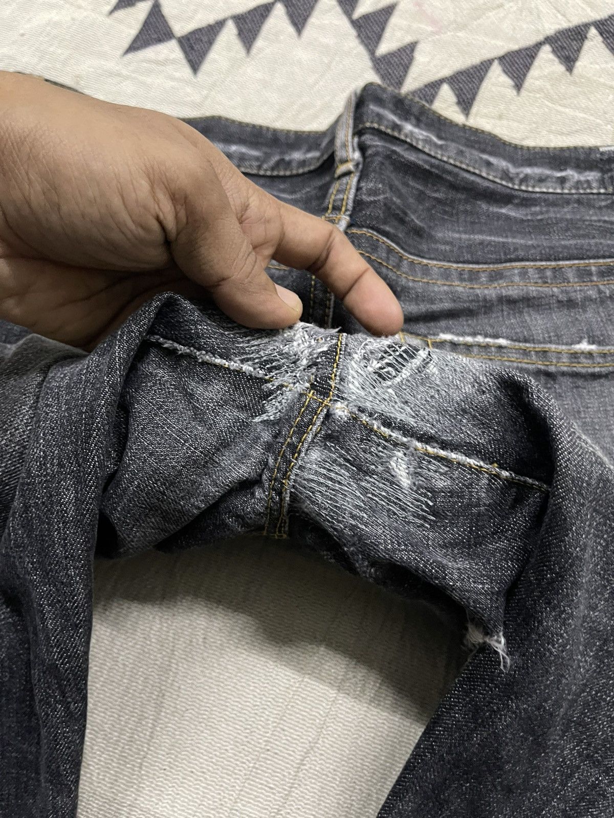 If Six Was Nine 2000s BLUE WAY DISTRESSED MUDMAD IF6WAS9 STYLE DENIM JEANS Size US 32 / EU 48 - 21 Thumbnail