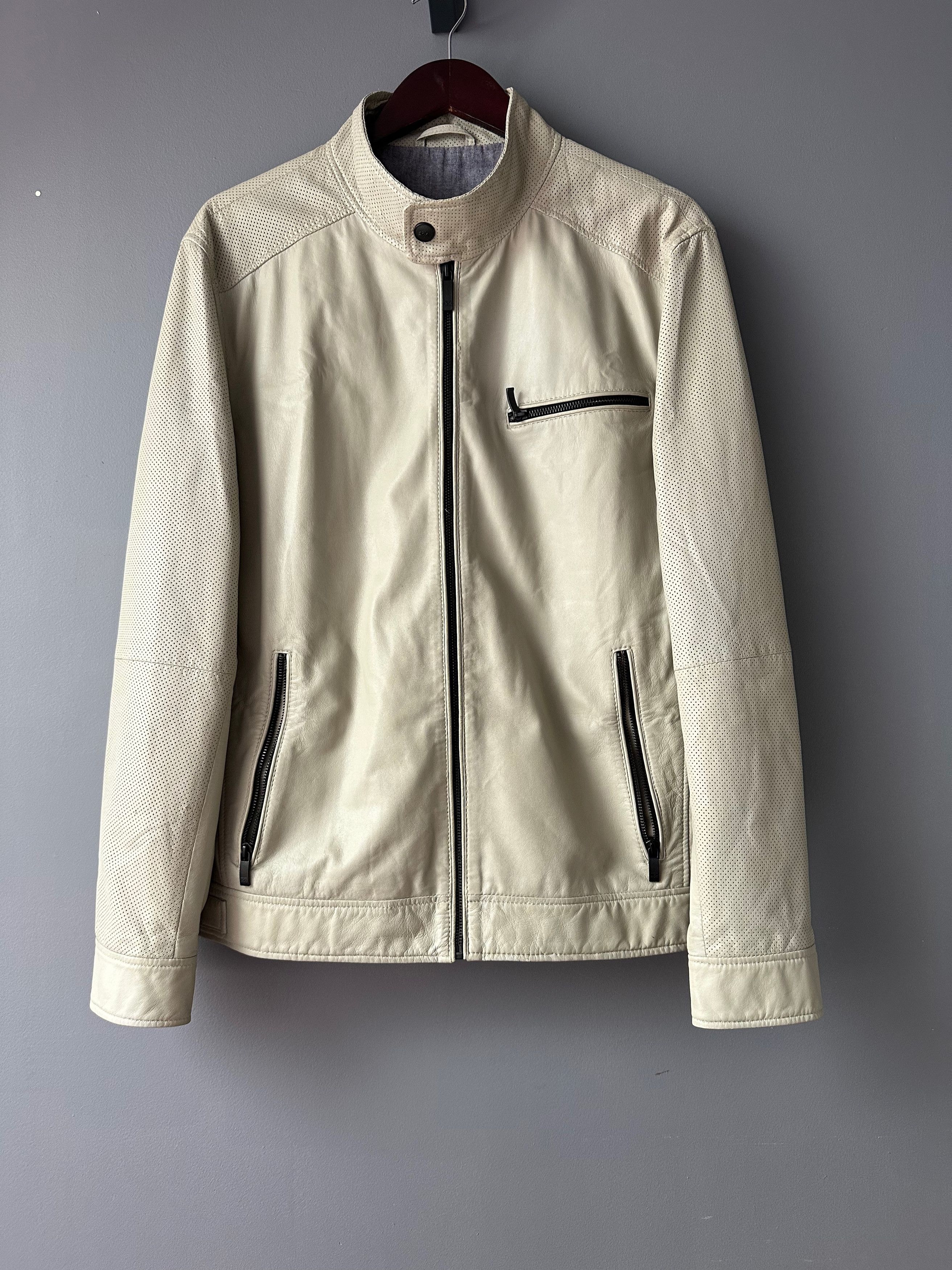 Leather Walbusch Lamb Nappa Leather cream jacket Size US L / EU 52-54 / 3 - 1 Thumbnail