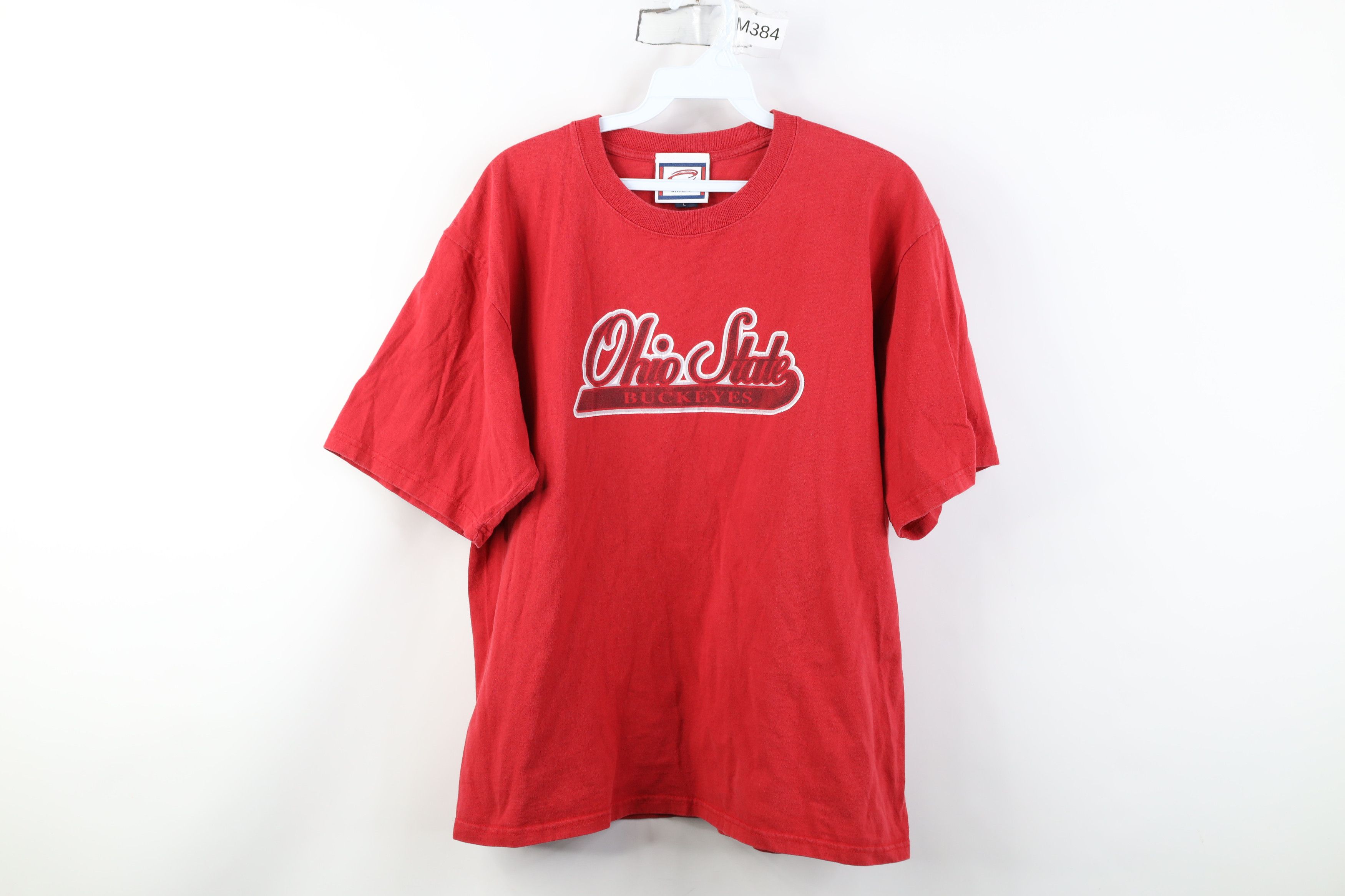 Vintage Vintage 90s Spell Script Ohio State University T-Shirt Red Size US L / EU 52-54 / 3 - 1 Thumbnail