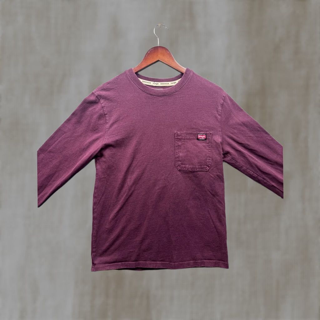 Wrangler Wrangler Workwear Shirt Long Sleeve Burgundy Mens S/CH Pocket Cotton Size US S / EU 44-46 / 1 - 1 Thumbnail