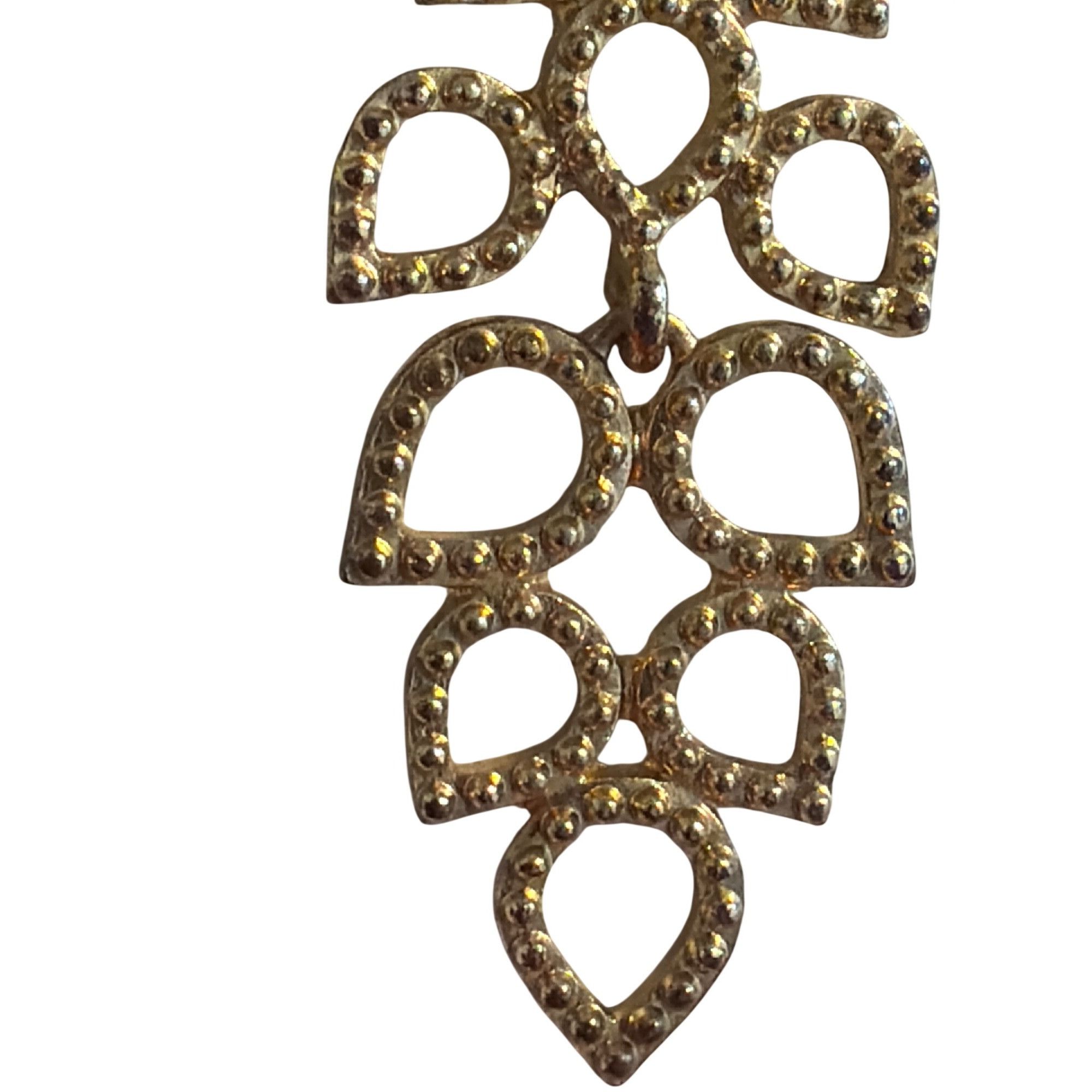 Other Gold Tone Dangle Chandelier Earrings Open Leaf Design Pierce Size ONE SIZE - 2 Thumbnail