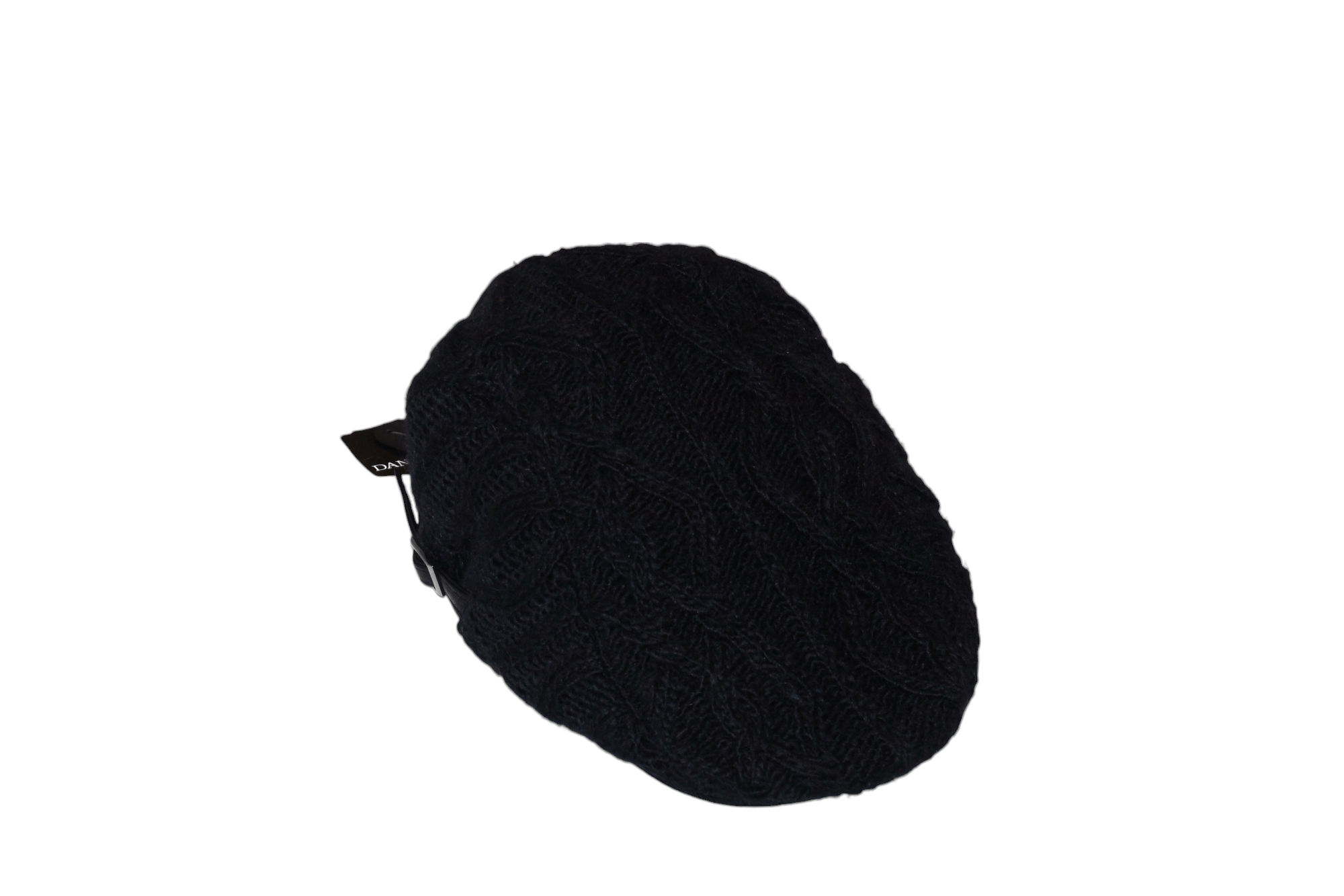 Danier Danier Black Noir Wool Blend Chunky Crochet Knit Flat Cap Size ONE SIZE - 9 Thumbnail