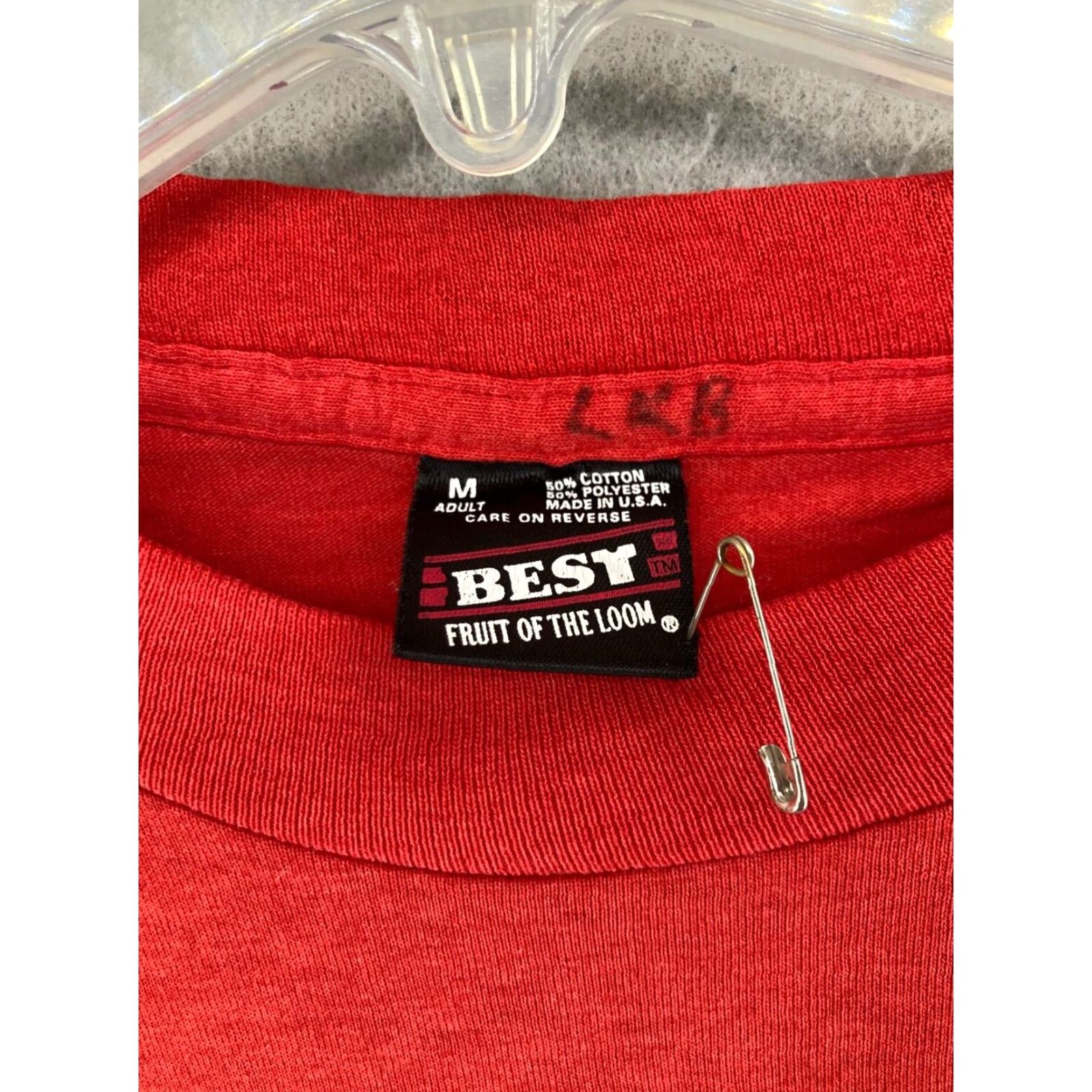 Fruit Of The Loom VINTAGE Fruit of the Loom Just Say No Club Shirt Medium Red 90s Y2K USA Mens Size US M / EU 48-50 / 2 - 5 Thumbnail