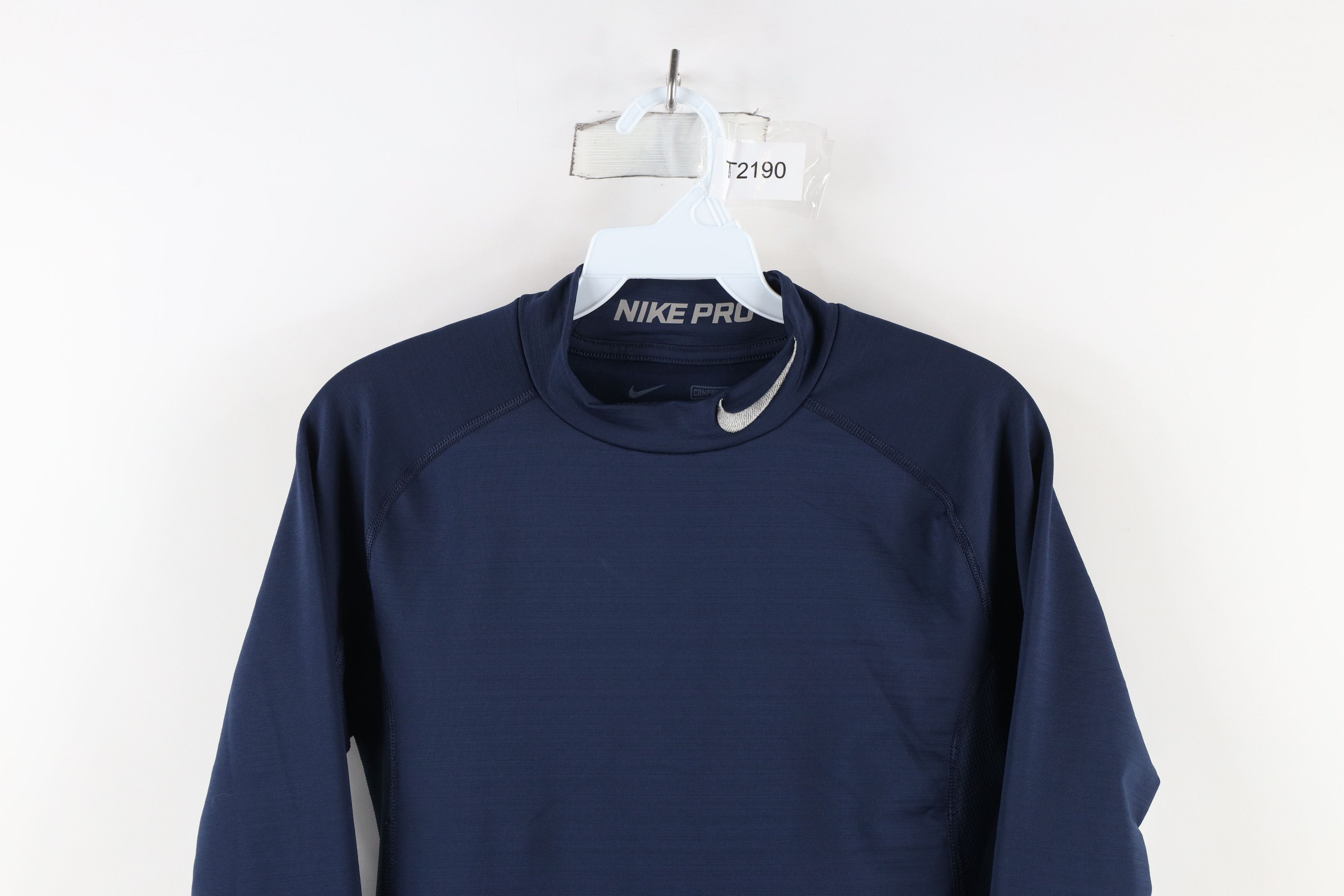 Nike × Vintage Nike Pro Fitted Compression Mock Neck Training T-Shirt Blue Size US M / EU 48-50 / 2 - 2 Thumbnail