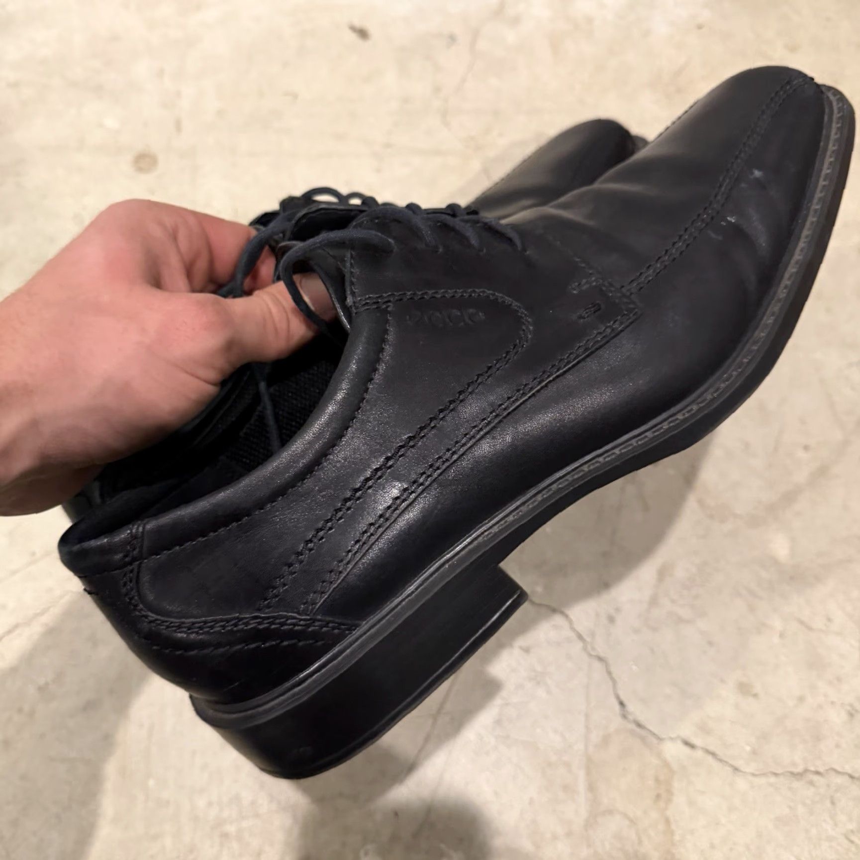 Ecco ECCO New Jersey Lace Up Dress Shoes Mens US 10-10.5 Black Oxford Leather EU 44 Shoes Mens Size US M / EU 48-50 / 2 - 4 Thumbnail