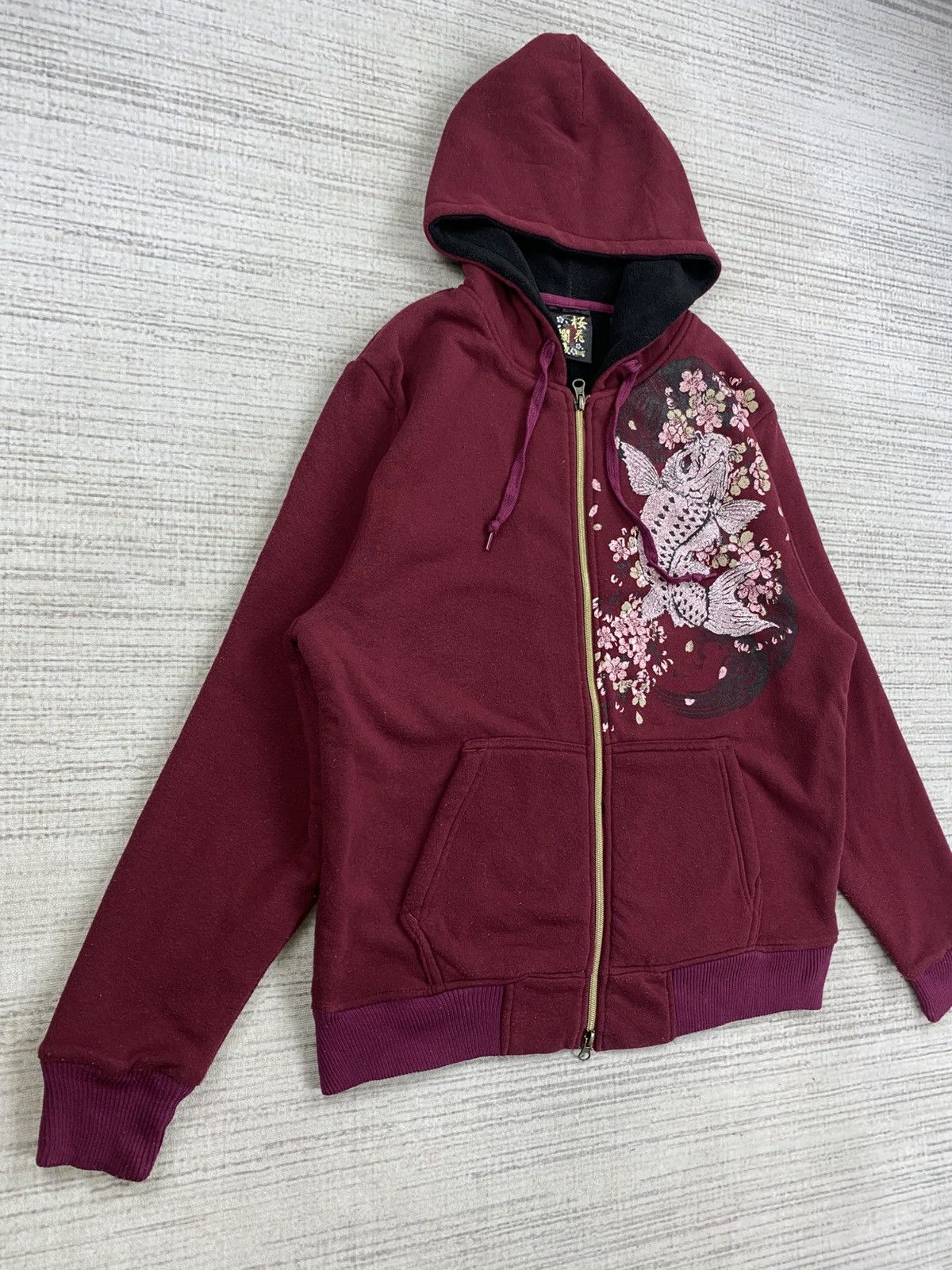 Bullet Noise × Japanese Brand × Vintage Vintage Bullet Noise Japan Koi Sukajan Zipper Hoodie Jacket Size US L / EU 52-54 / 3 - 3 Thumbnail