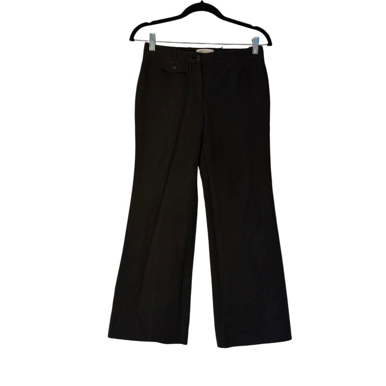 Celine Women's Charcoal Grey Cotton Trousers