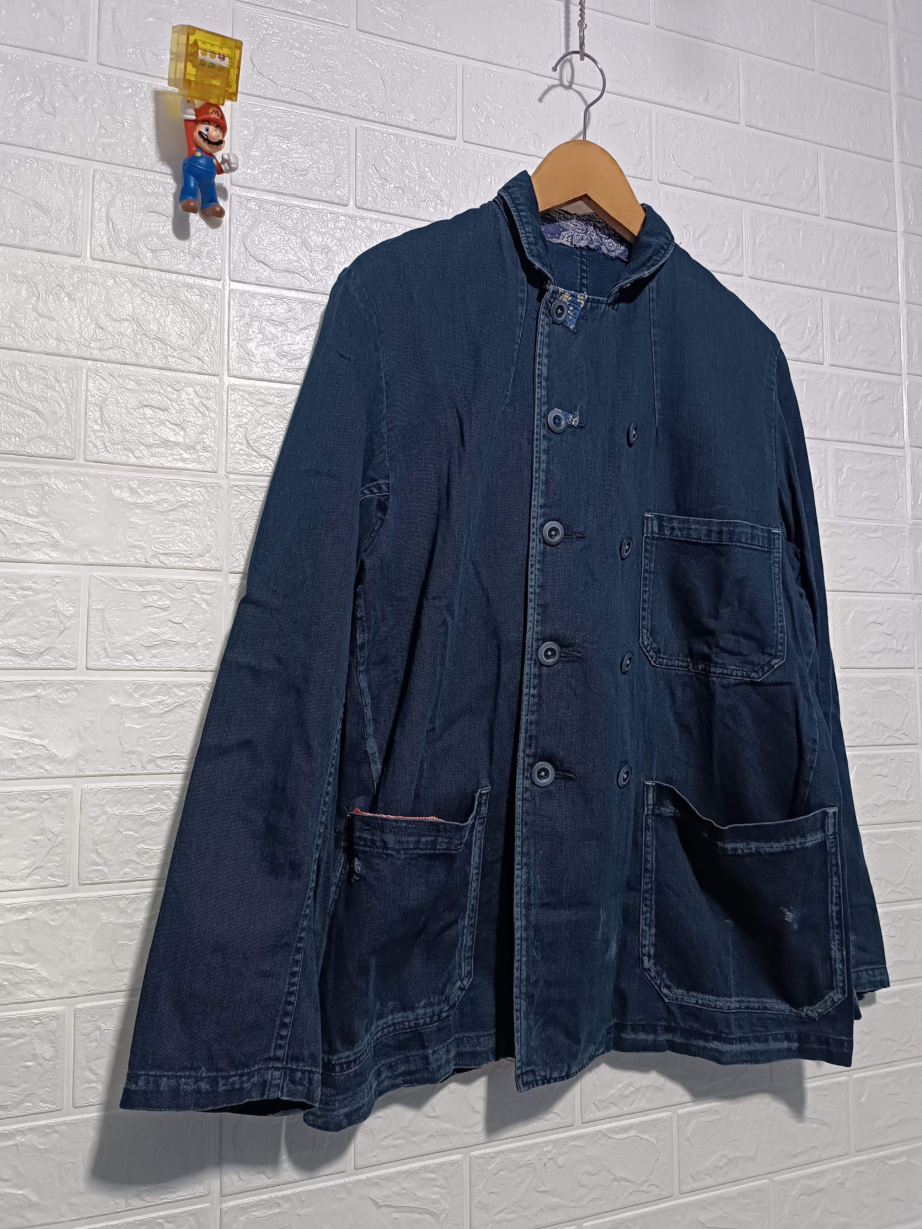 45rpm 45rpm Double Breasted Distressed Indigo Dyed Cotton Size US L / EU 52-54 / 3 - 4 Thumbnail