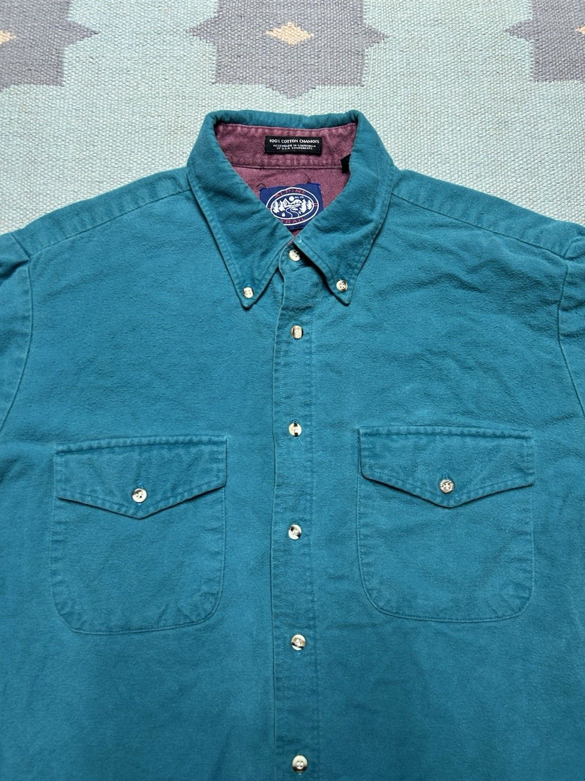 Vintage Vintage button shirt chamois cotton soft turquoise XL tall Size US XL / EU 56 / 4 - 3 Thumbnail
