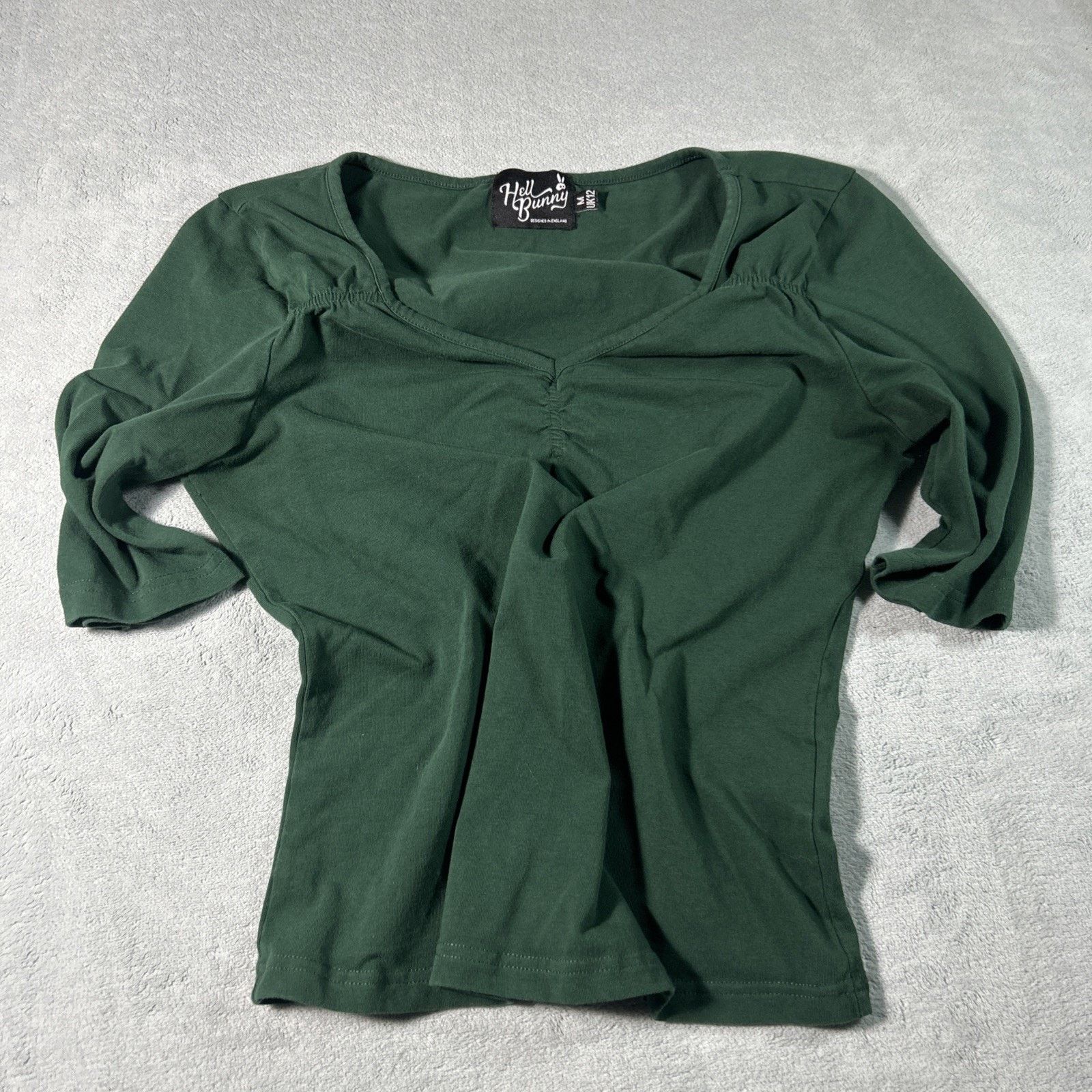 Psycho Bunny Gothic V Neck Blouse Top Medium Hell Bunny Emo Cute Shirt Size M / US 6-8 / IT 42-44 - 1 Thumbnail