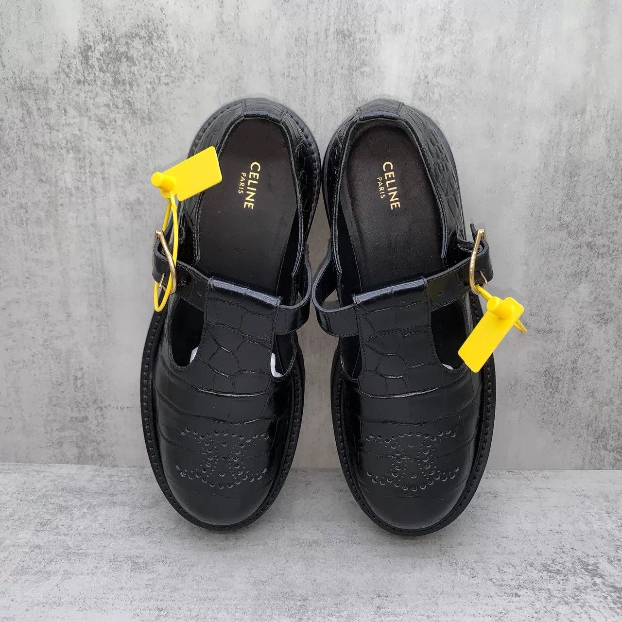 Celine Celine Black thick-soled croc-embossed Mary Jane loafer 37 Size US 6.5 / IT 36.5 - 6 Thumbnail