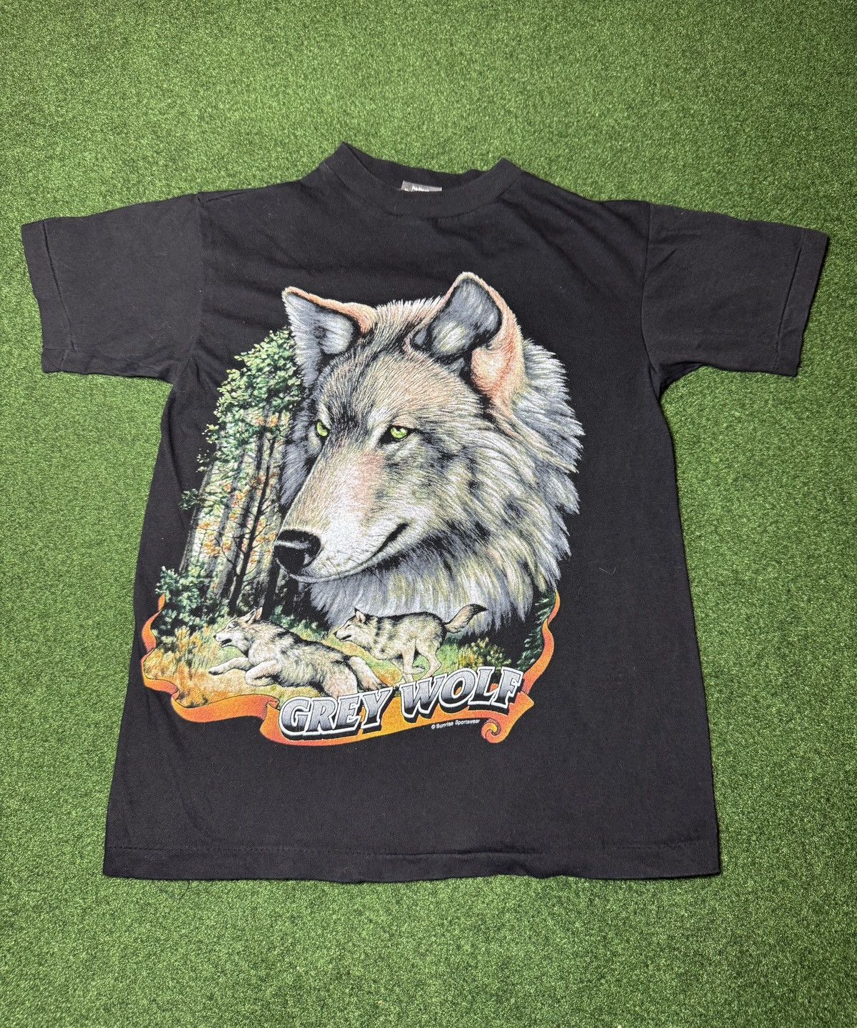 Vintage Vtg 90s American Thunder Gray Wolf Single Stitch T Shirt Size US XS / EU 42 / 0 - 1 Thumbnail