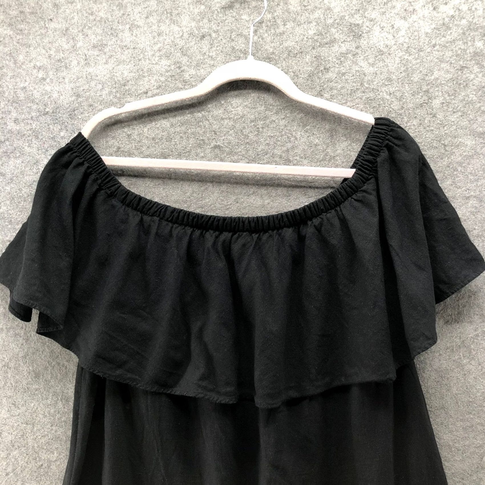 Old Navy Old Navy Linen Blend Dress Womens XL Black Eyelet Off Shoulder Embroidered Size XL / US 12-14 / IT 48-50 - 5 Thumbnail