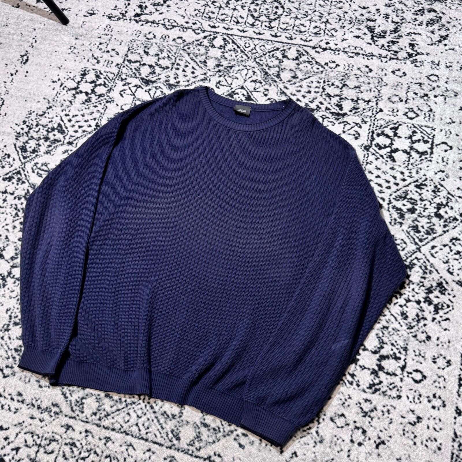Joop! × Vintage Vintage Joop Unisex Navy Blue Cotton Sweater Size L Y2K 90s Size US L / EU 52-54 / 3 - 2 Thumbnail