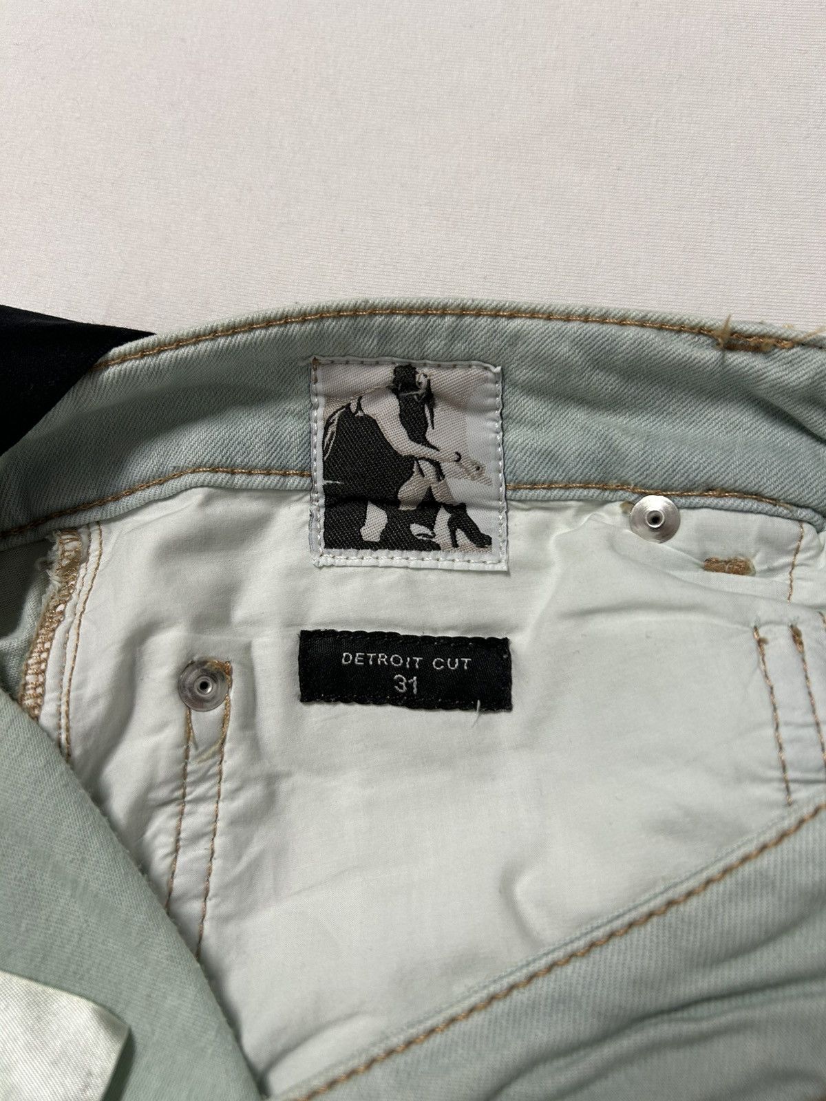Rick Owens FW2021 Slashed Detroit Aqua Denim Size US 31 - 12 Thumbnail