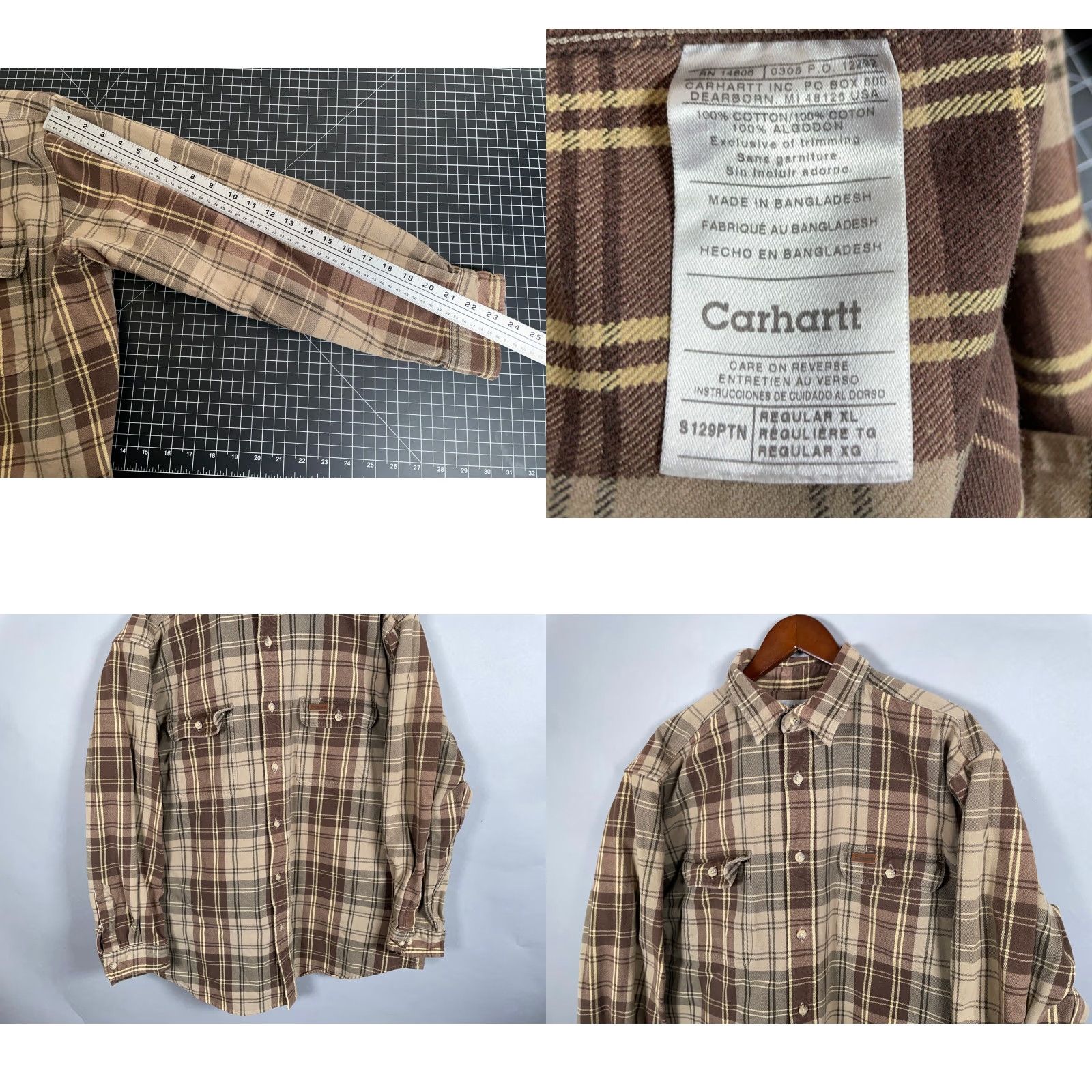 Carhartt Carhartt Flannel Shirt Men's XL Brown Plaid Heavyweight S129PTN Workwear, Button-Up, Long Sleeve Size US XL / EU 56 / 4 - 8 Thumbnail