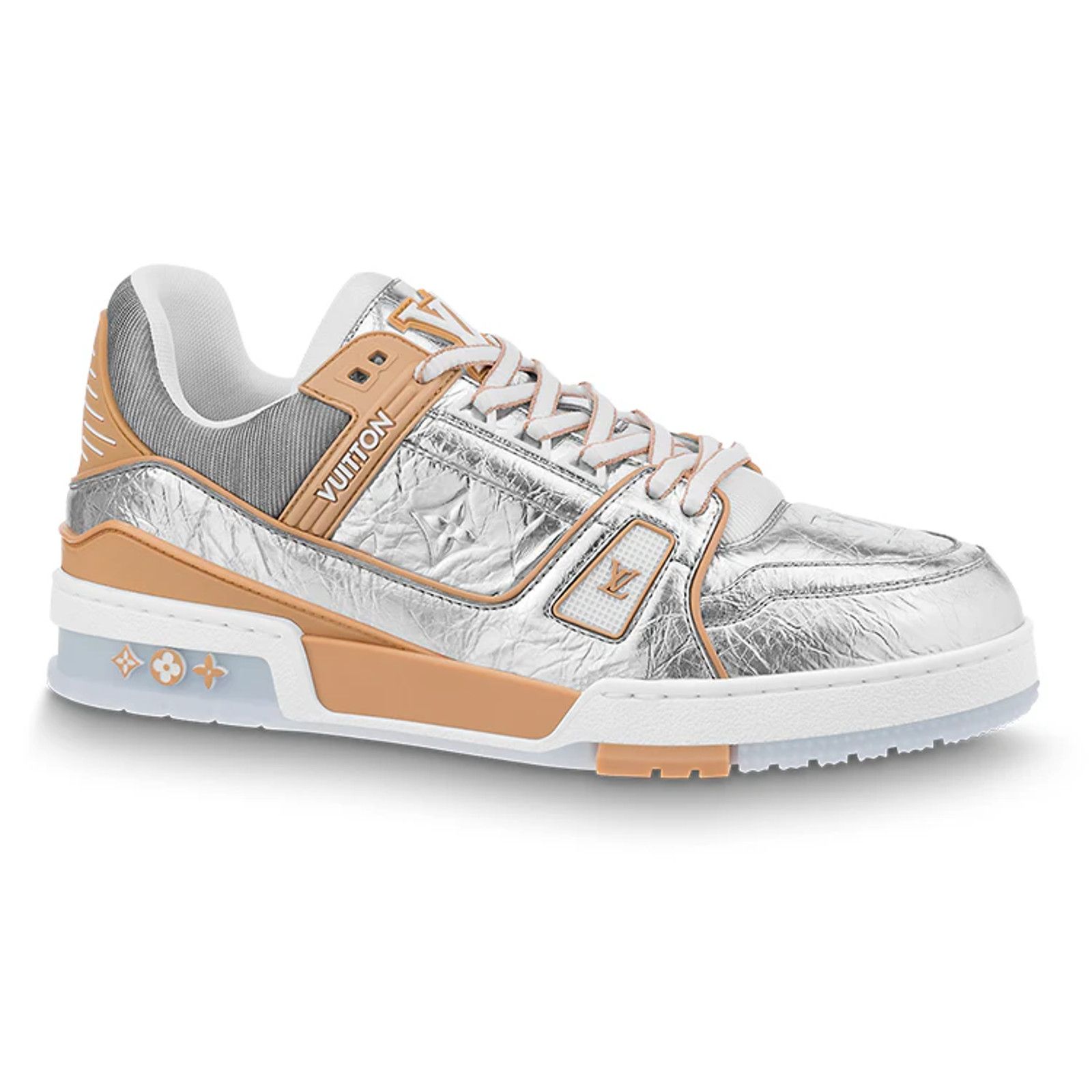 Louis Vuitton Louis Vuitton Metallic Silver Beige White Low Top Trainer Size US 10 / EU 43 - 1 Thumbnail