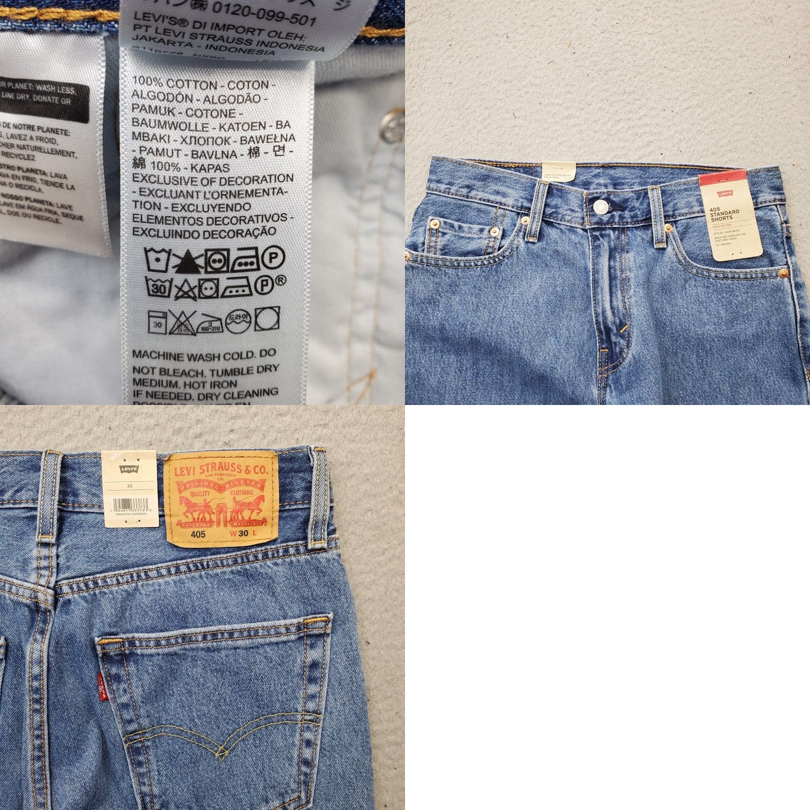 Levi's Levi's 405 Standard Jean Shorts Mens 30 Blue Denim Stretch Medium Wash Bermuda Casual Mens Size 30 Blue Denim 9" Inseam White Tab Size US 30 / EU 46 - 8 Thumbnail
