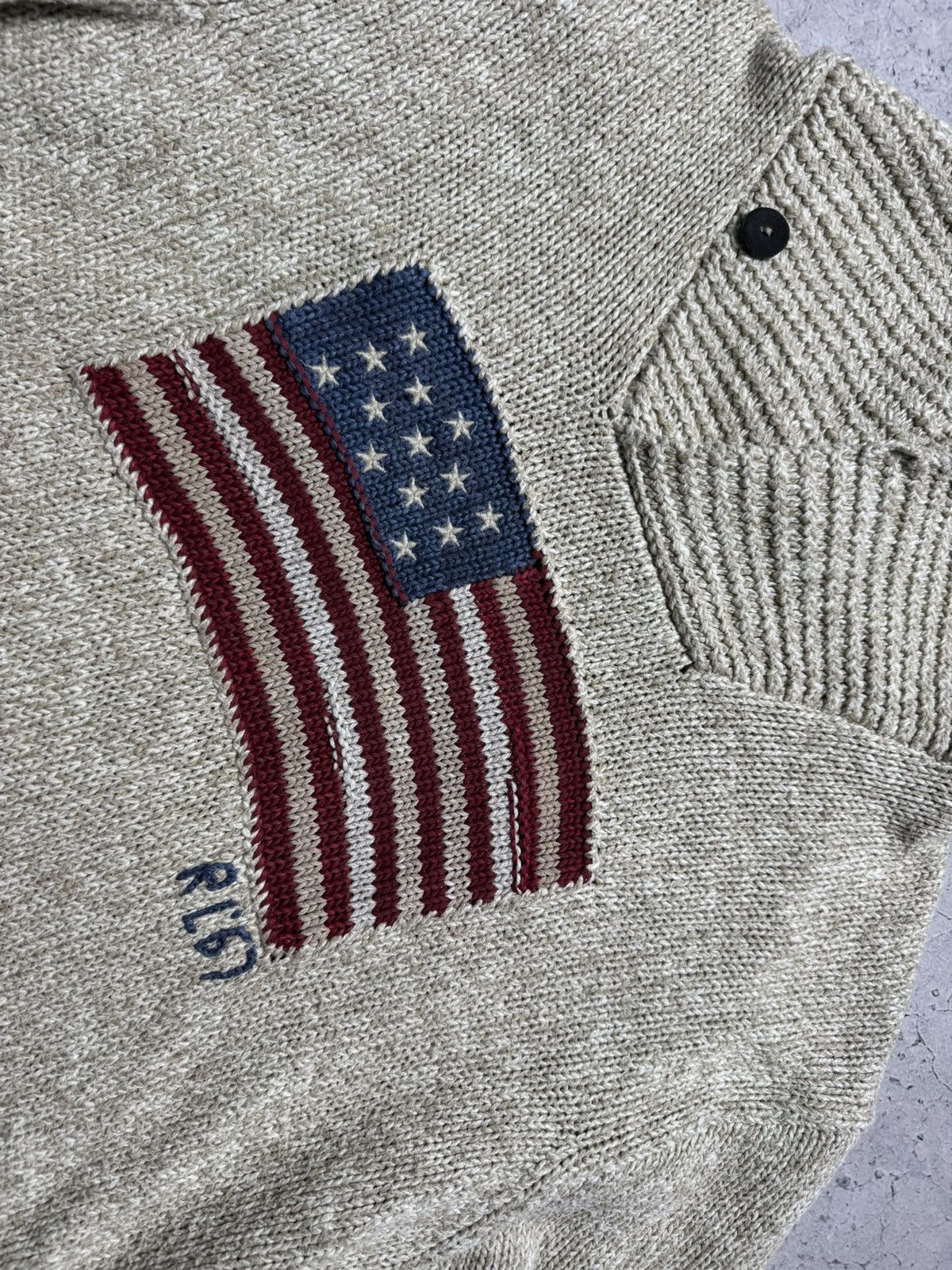Polo Ralph Lauren Polo Ralph Lauren USA Flag RL-67 Vintage Sweater Big Logo Size US XL / EU 56 / 4 - 4 Thumbnail
