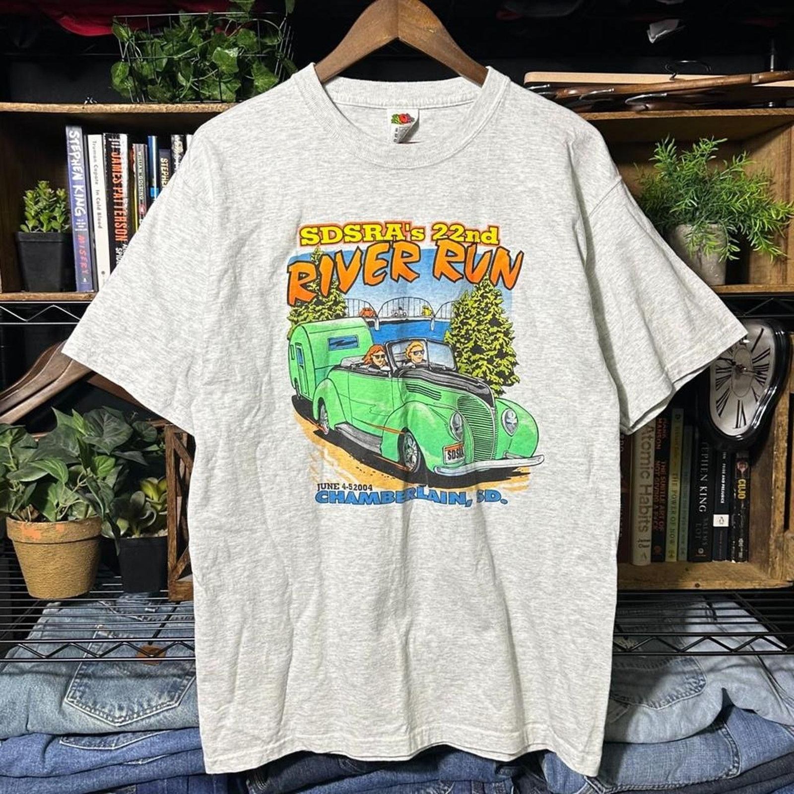 Fruit Of The Loom Vintage Y2K Car Show Tee Mens Large Grey Biker Style Shirt Size US L / EU 52-54 / 3 - 1 Thumbnail