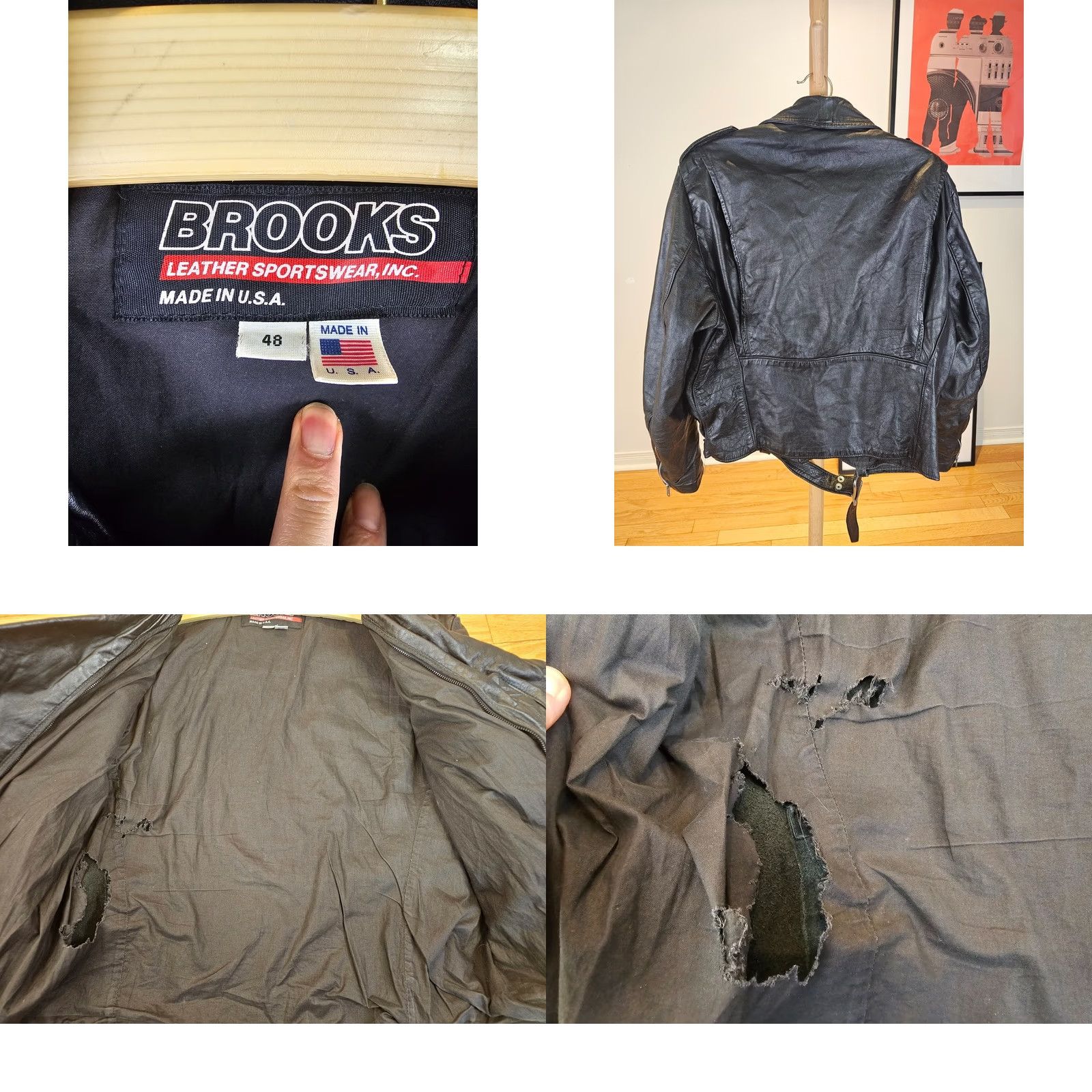 Brooks VINTAGE Brooks Motorcycle Leather Jacket Shirt? Size US M / EU 48-50 / 2 - 9 Thumbnail