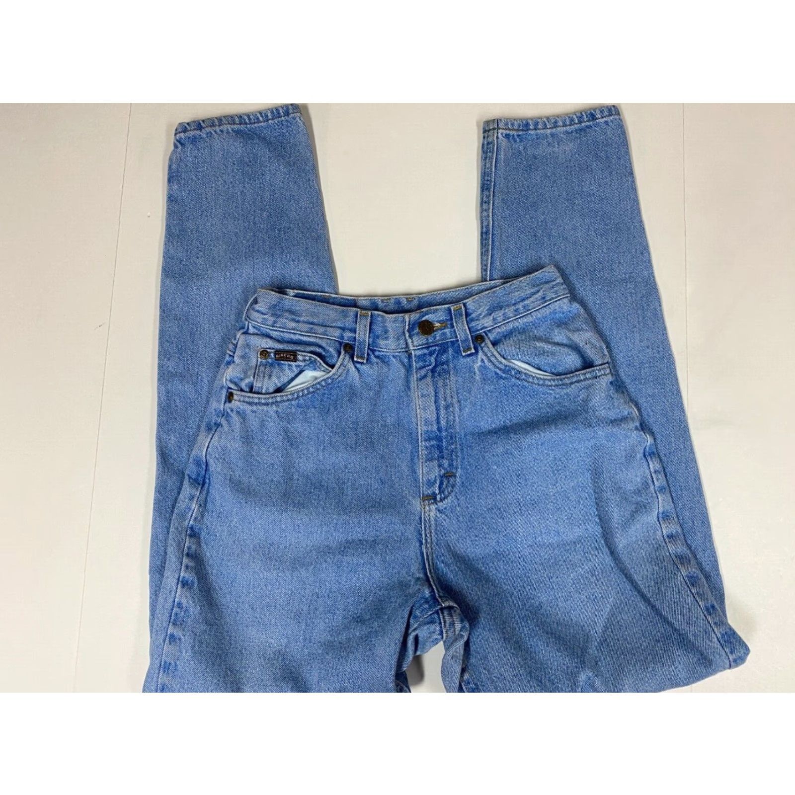 Vintage Riders Jeans Women Regular 24 Blue Straight Light Denim Zip Pockets 30in Inseam mid rise Size 42" / US 20 - 2 Thumbnail
