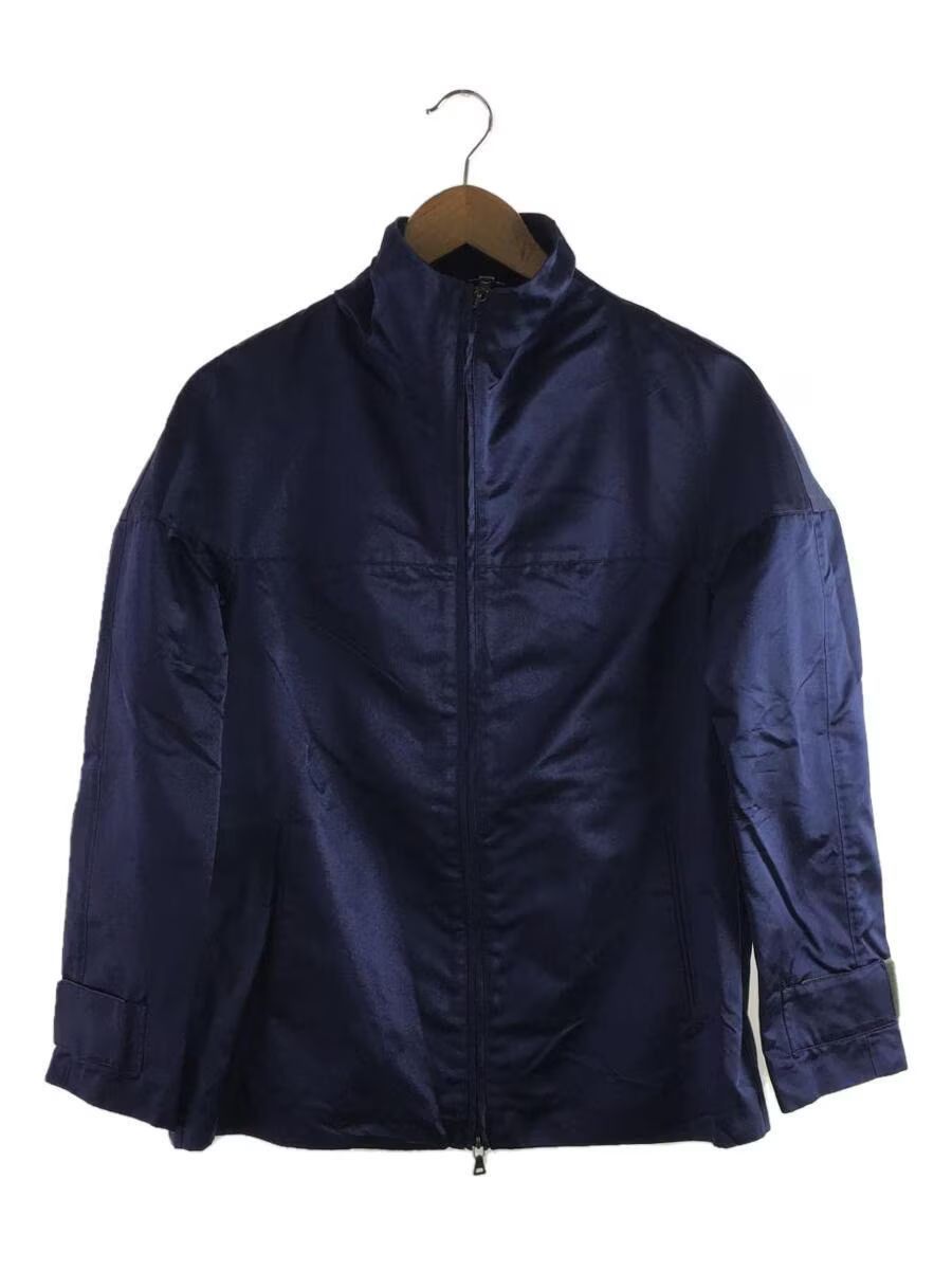 Image of Prada High Neck Silk Zip Up Jacket in Navy, Men's (Size Small)