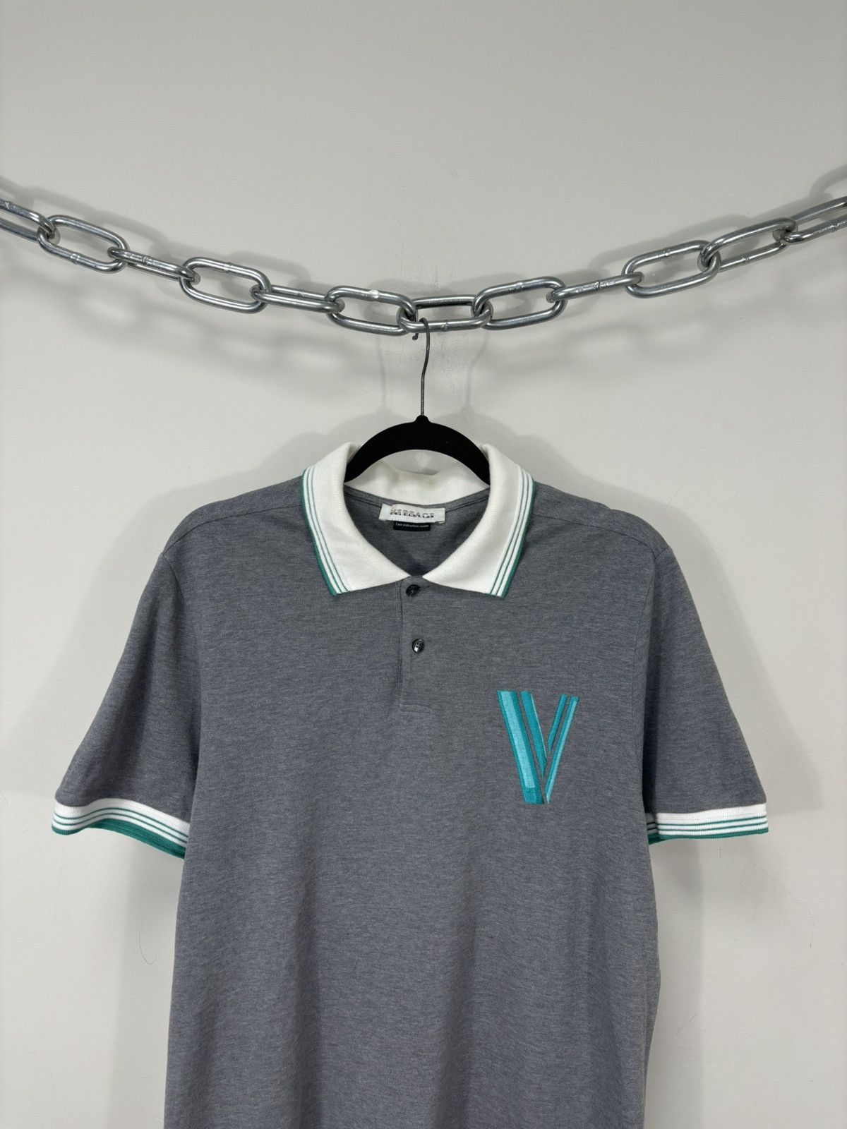 Versace Versace Collection Men’s Embroidered V Logo Gray Polo Shirt Size US L / EU 52-54 / 3 - 3 Thumbnail