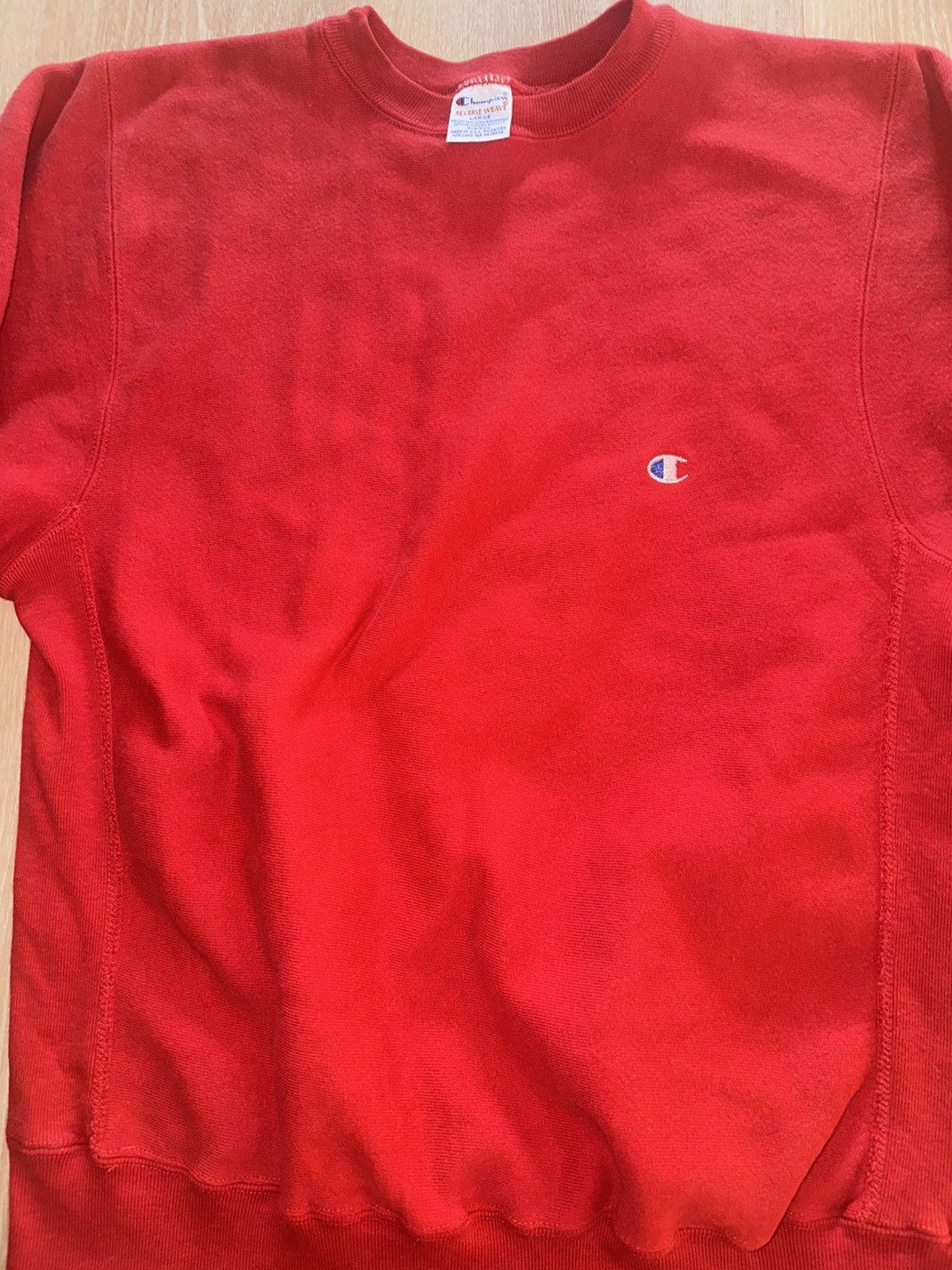 Champion × Vintage Vintage 90’s Reverse Weave Red Champion Sweatshirt Size US L / EU 52-54 / 3 - 3 Thumbnail