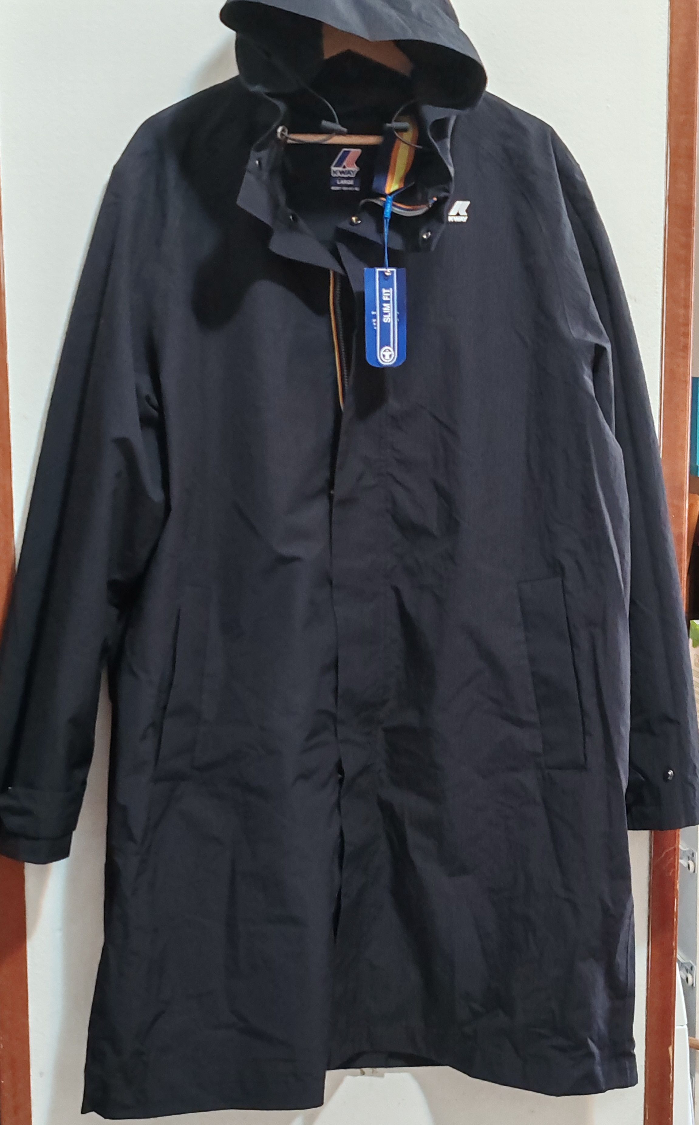 image of K Way Veste Longue K-Way Marlin Bonded Pour Hommes Tg:l in Noir, Men's (Size Large)