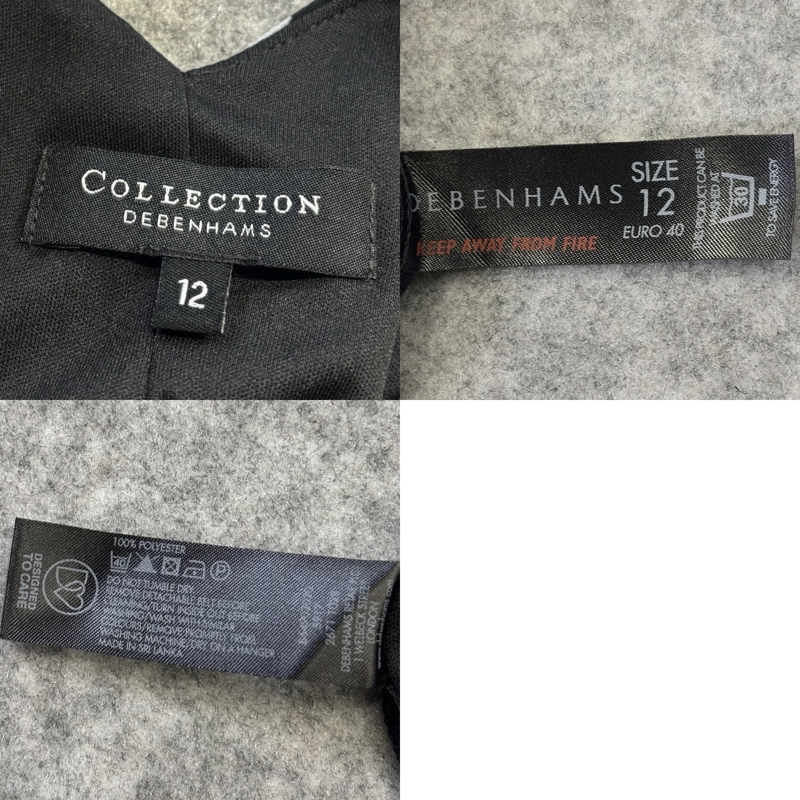 Vintage Debenhams Collection Dress cowl neck Black / White sleeveless Women UK12 Dress Size XL / US 12-14 / IT 48-50 - 8 Thumbnail