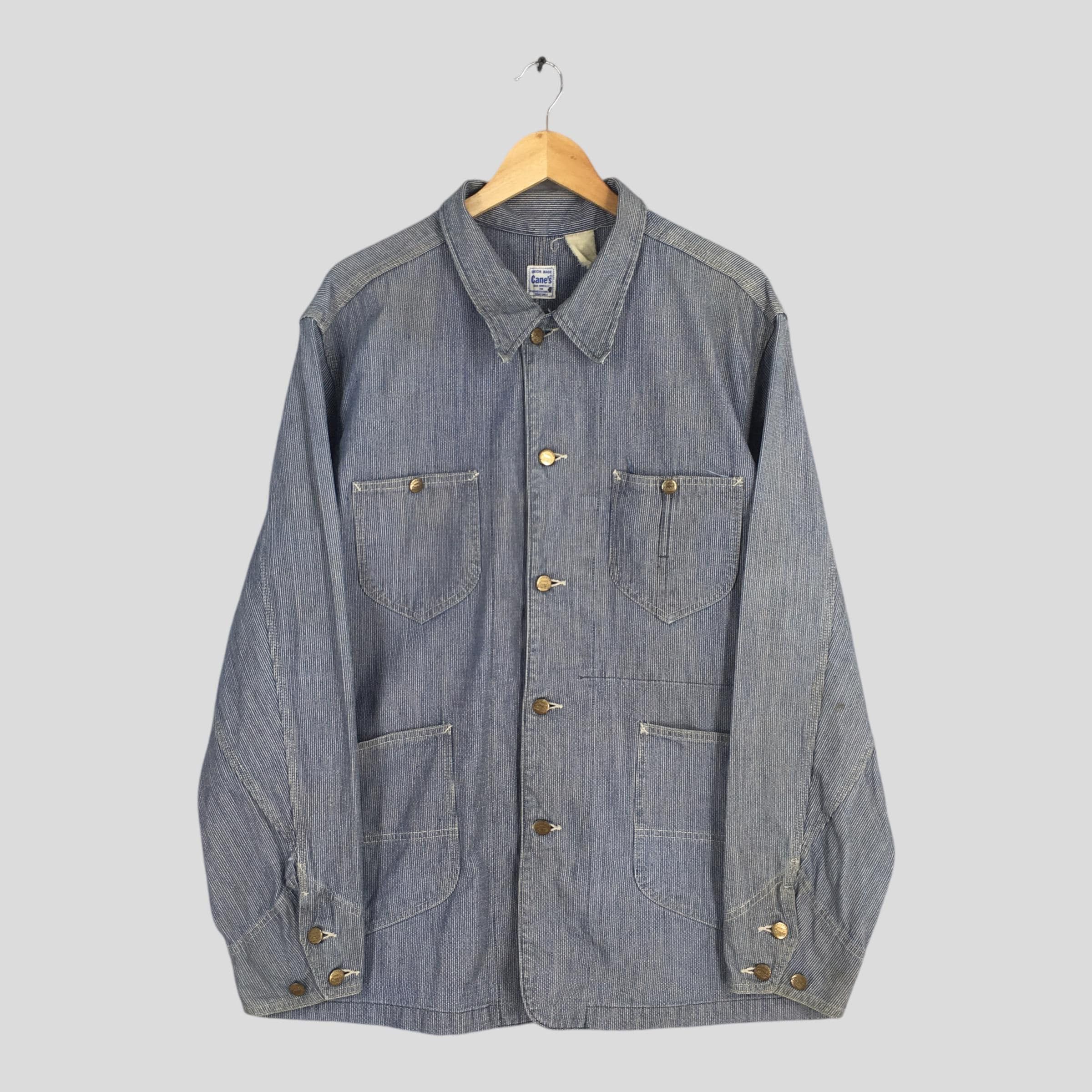 Sugar Cane Vintage 90s Sugar Cane Hickory Stripes Chore Jacket Large Size US L / EU 52-54 / 3 - 1 Thumbnail