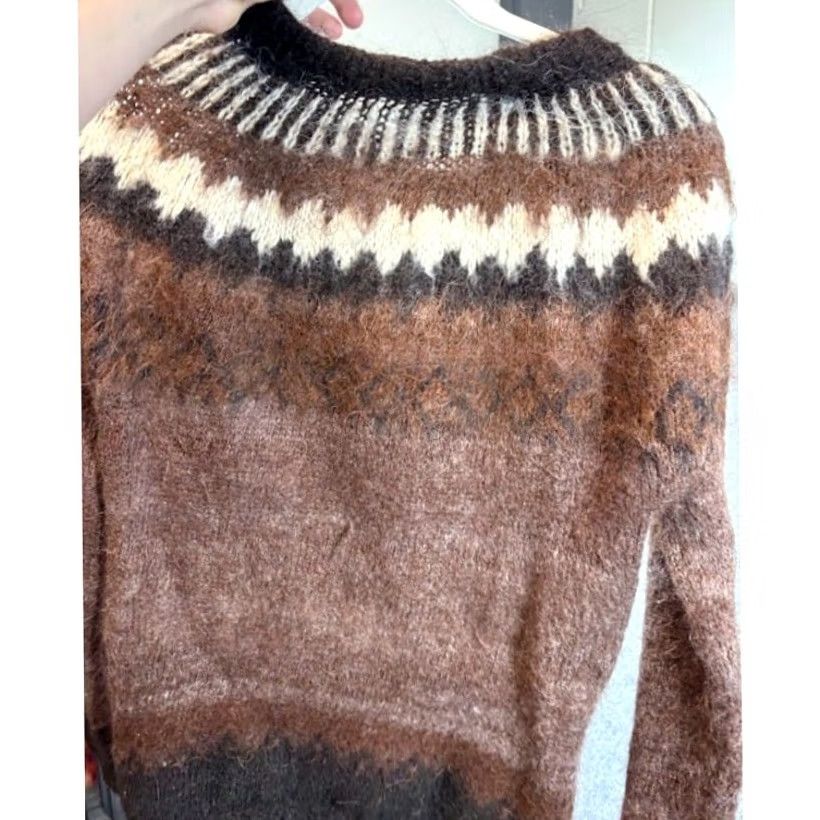 Vintage VINTAGE Lopapeysa Wool Mock Mohair Sweater Mens S Brown Nordic Fair Isle Pullover Regular Size XS? Size US S / EU 44-46 / 1 - 3 Thumbnail
