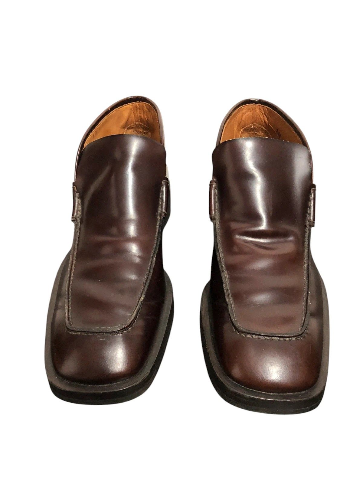 Gucci × Tom Ford Gucci Burgundy Apron-Toe Hidden Gore Boots (c