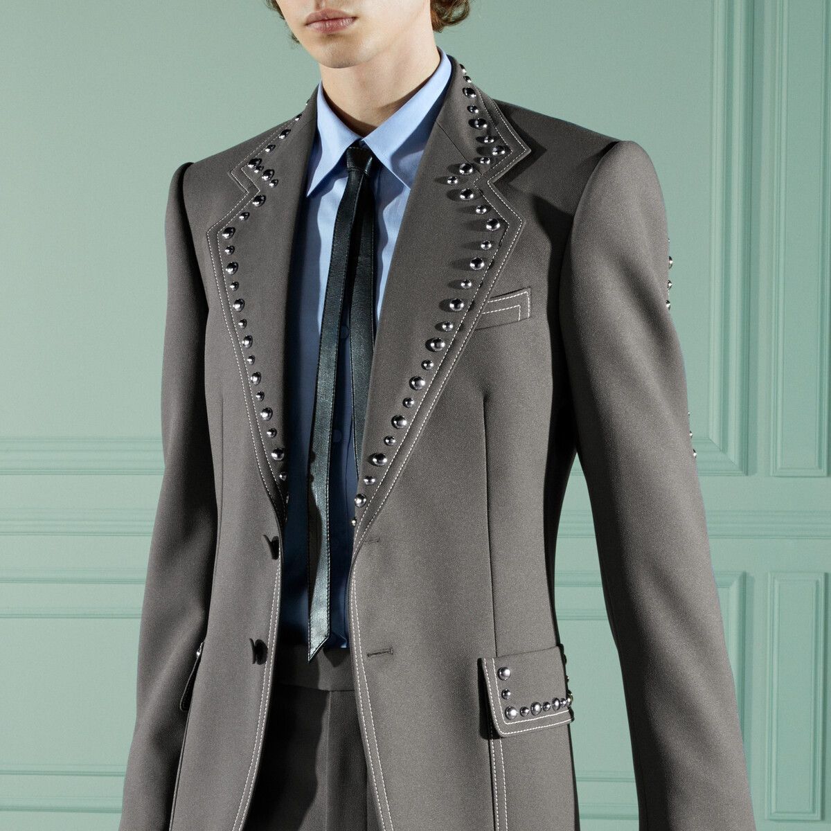 Gucci o1w1db10525 Fluid Drill Studded Jacket in Grey Size US L / EU 52-54 / 3 - 4 Thumbnail