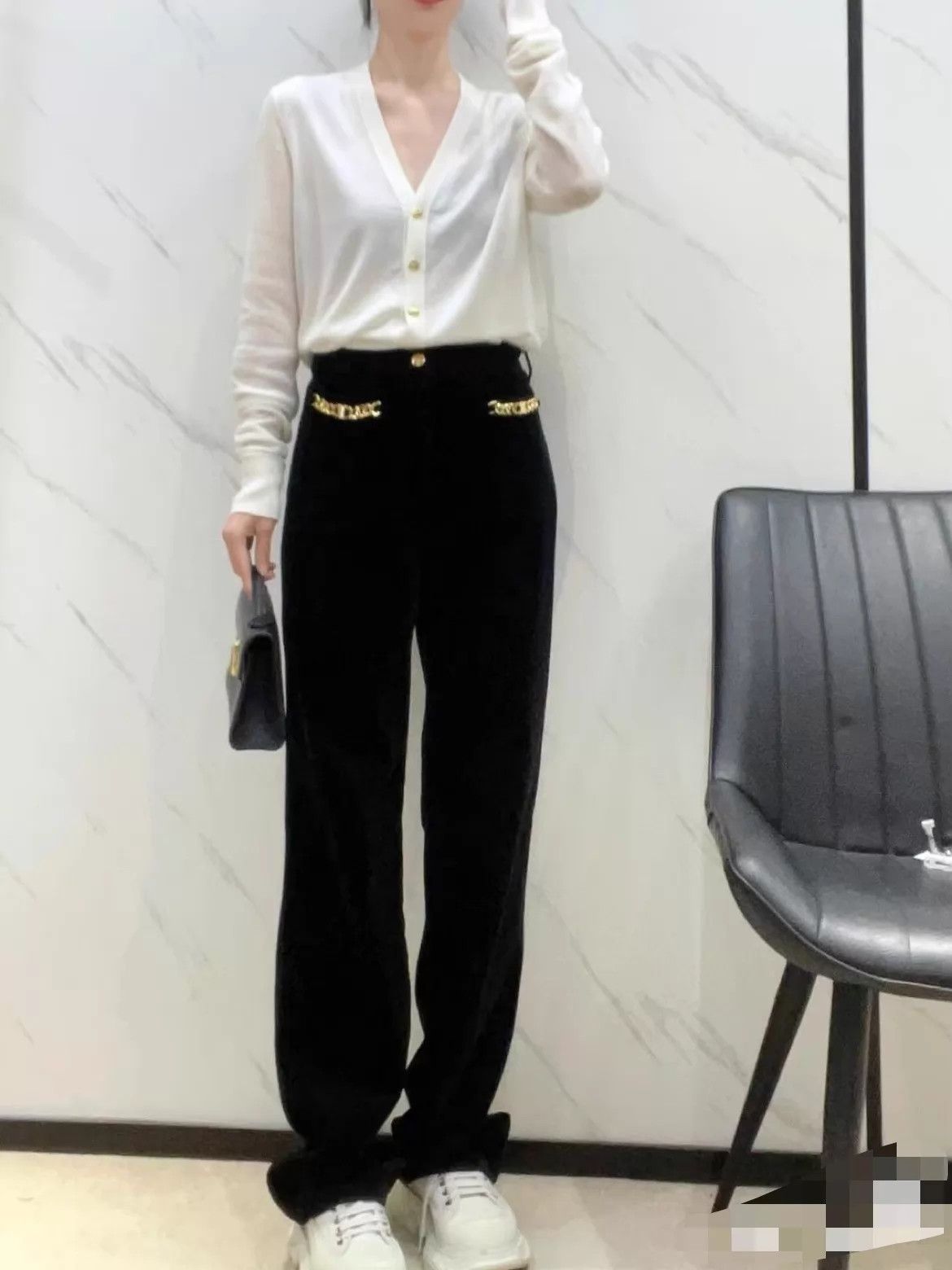 Celine CELINE mid-rise straight-leg velvet pants size 31 slim Size 31" - 7 Thumbnail