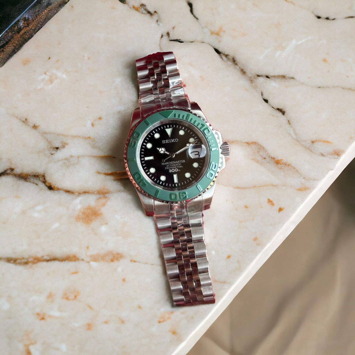 seiko green yacht master mod