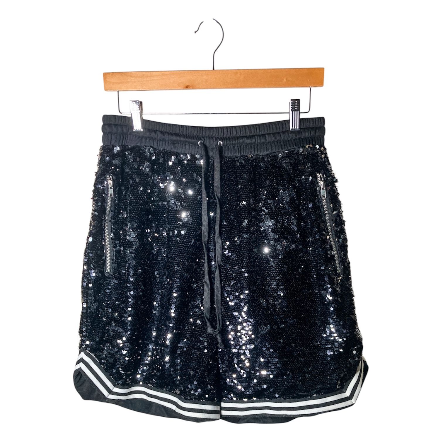 Fashion Nova Fashion Nova Men Black Sequin Basketball Shorts | L Size US 36 / EU 52 - 1 Thumbnail