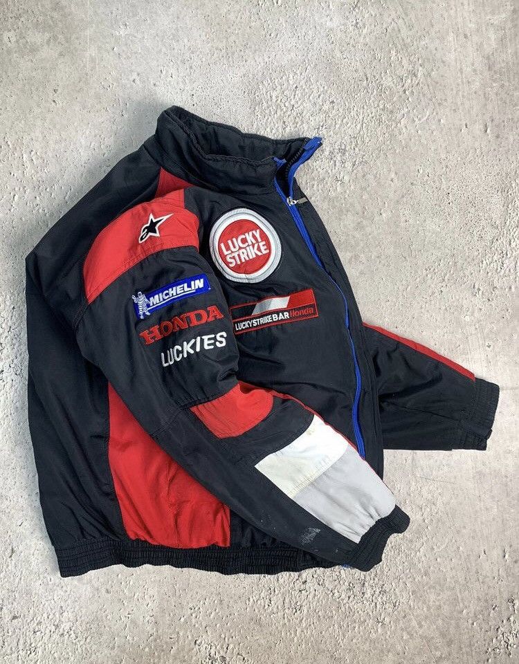 image of Formula Uno x Racing Vintage Lucky Strike Jacket Bomber Red Bull F1 Racing in Black, Men's (Size XL