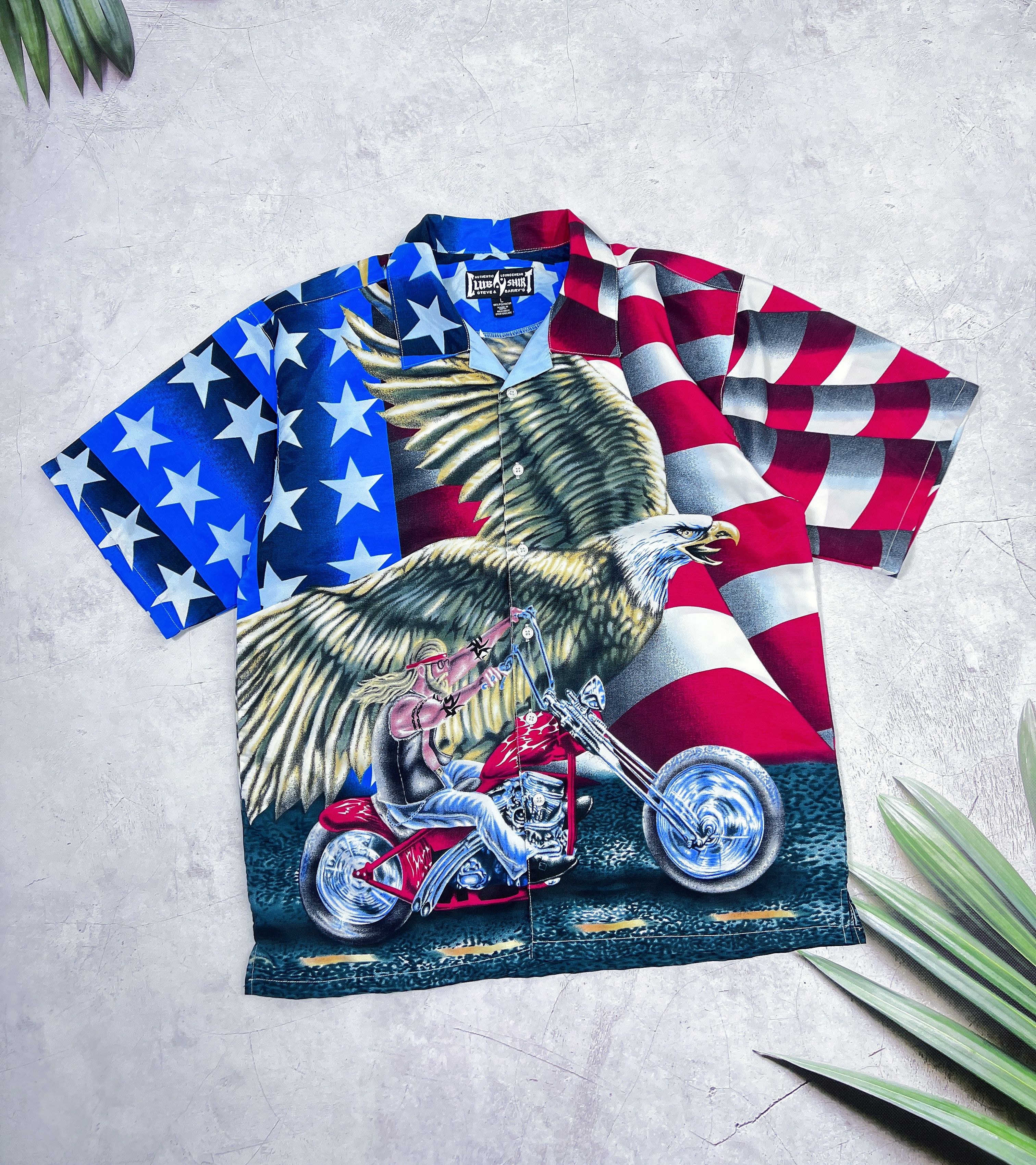 Steve And Barrys Steve and Barry's Club Shirt USA Flag & Motorcycle & Eagle Size US L / EU 52-54 / 3 - 1 Thumbnail