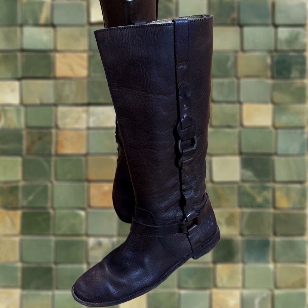 Frye Frye Paige Loop Pull On Harness Boots Brown Brass Hardware Mexico 9B Leather Boots Women Harness Biker Western Distressed Leather Size US 9 / IT 39 - 1 Thumbnail