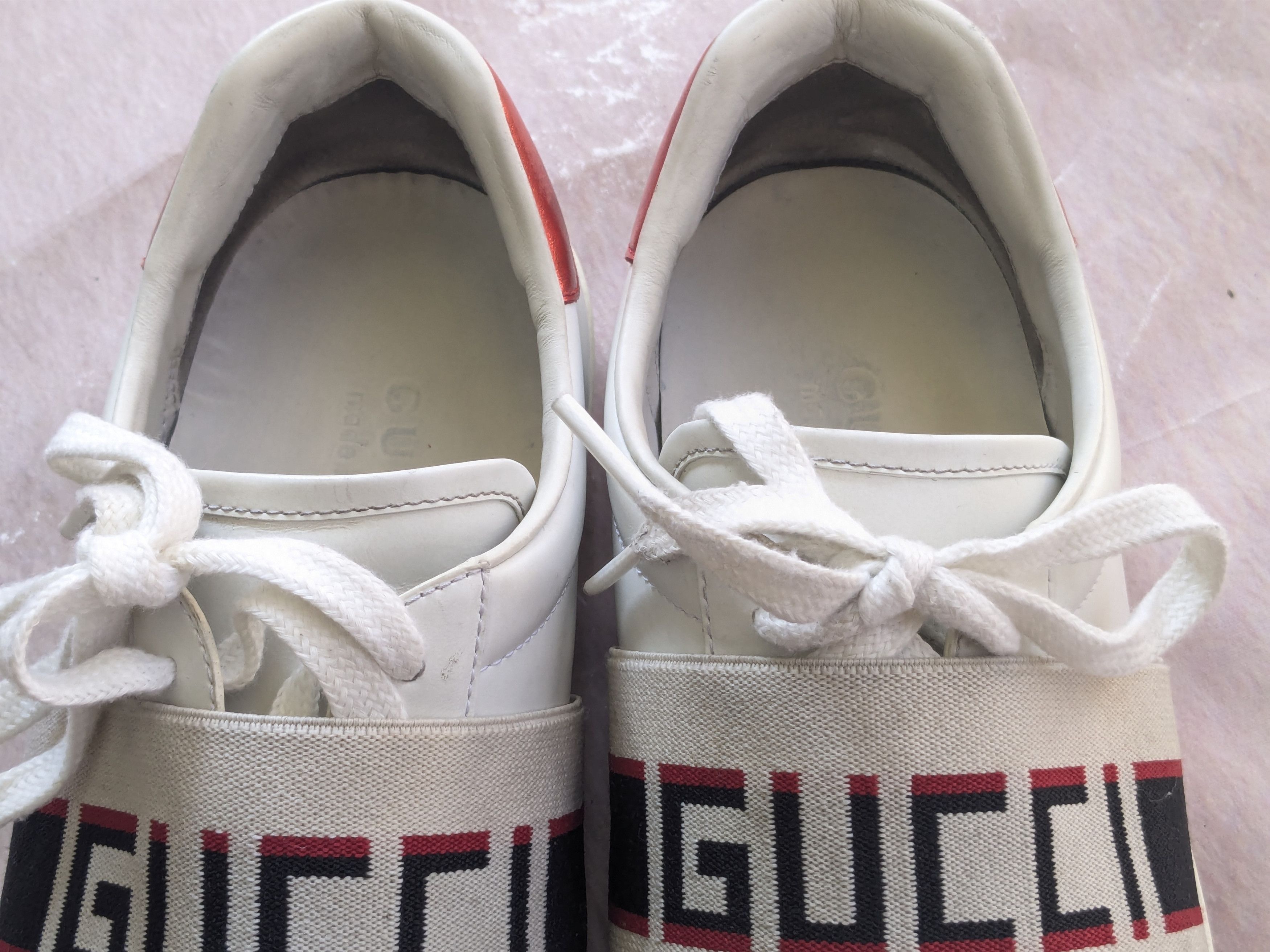 Gucci Gucci Ace Stripe Sneakers 8.5 White Leather Low Logo Size US 8.5 / EU 41-42 - 4 Thumbnail